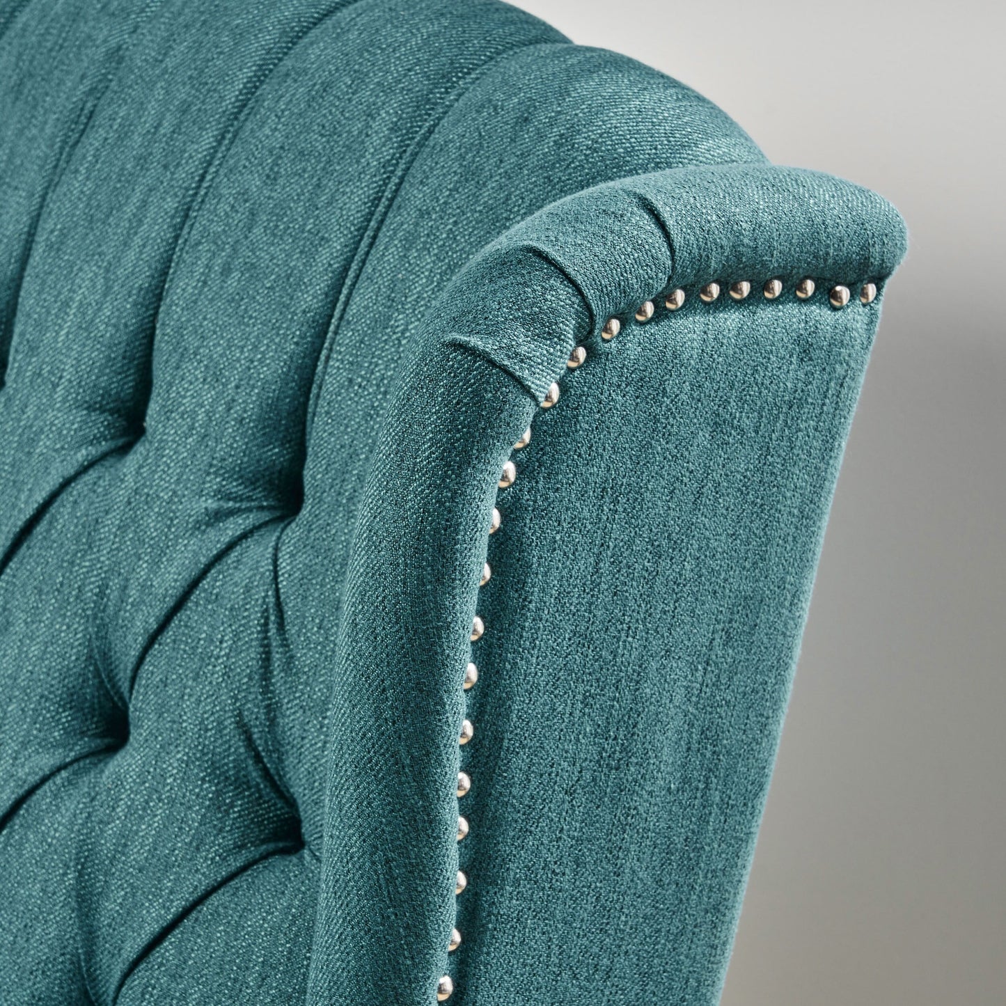 Roomfitters Tufted Wingback Recliner Chair with Rolled Arms and Turned Wood Legs, Lounge Accent Chair for Living Room