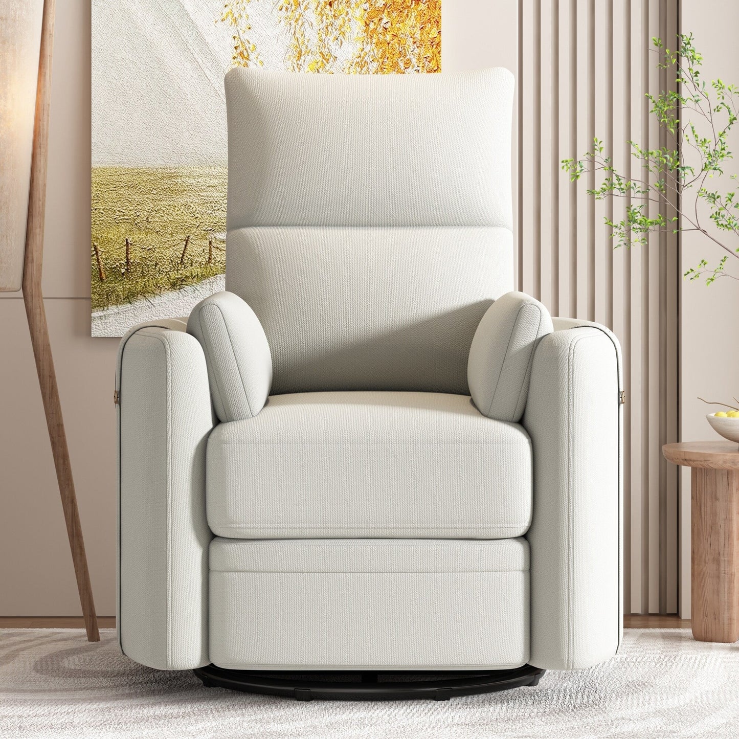 Roomfitters Upholstered Swivel Recliner Chair, Manual Rocking Recliner with Two Removable Pillows,for Living Room