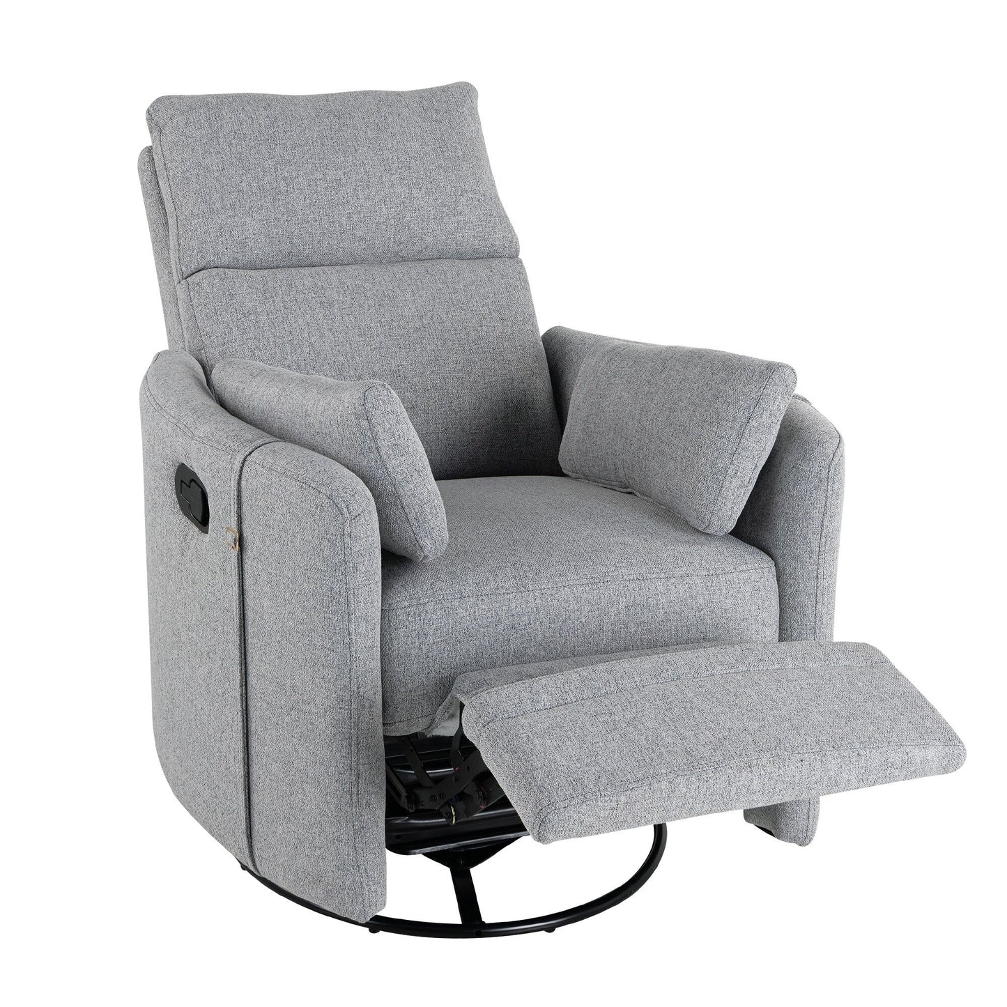 Roomfitters Upholstered Swivel Recliner Chair, Manual Rocking Recliner with Two Removable Pillows,for Living Room