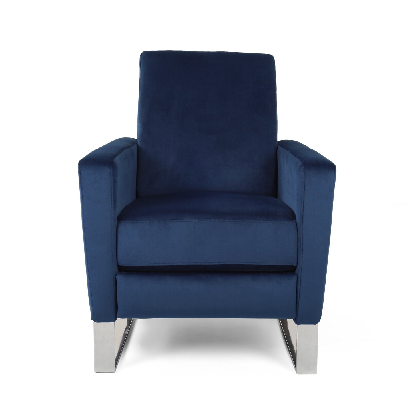 Roomfitters Velvet Push-Back Recliner Chair with Chrome Legs, Modern Accent Chair for Living Room