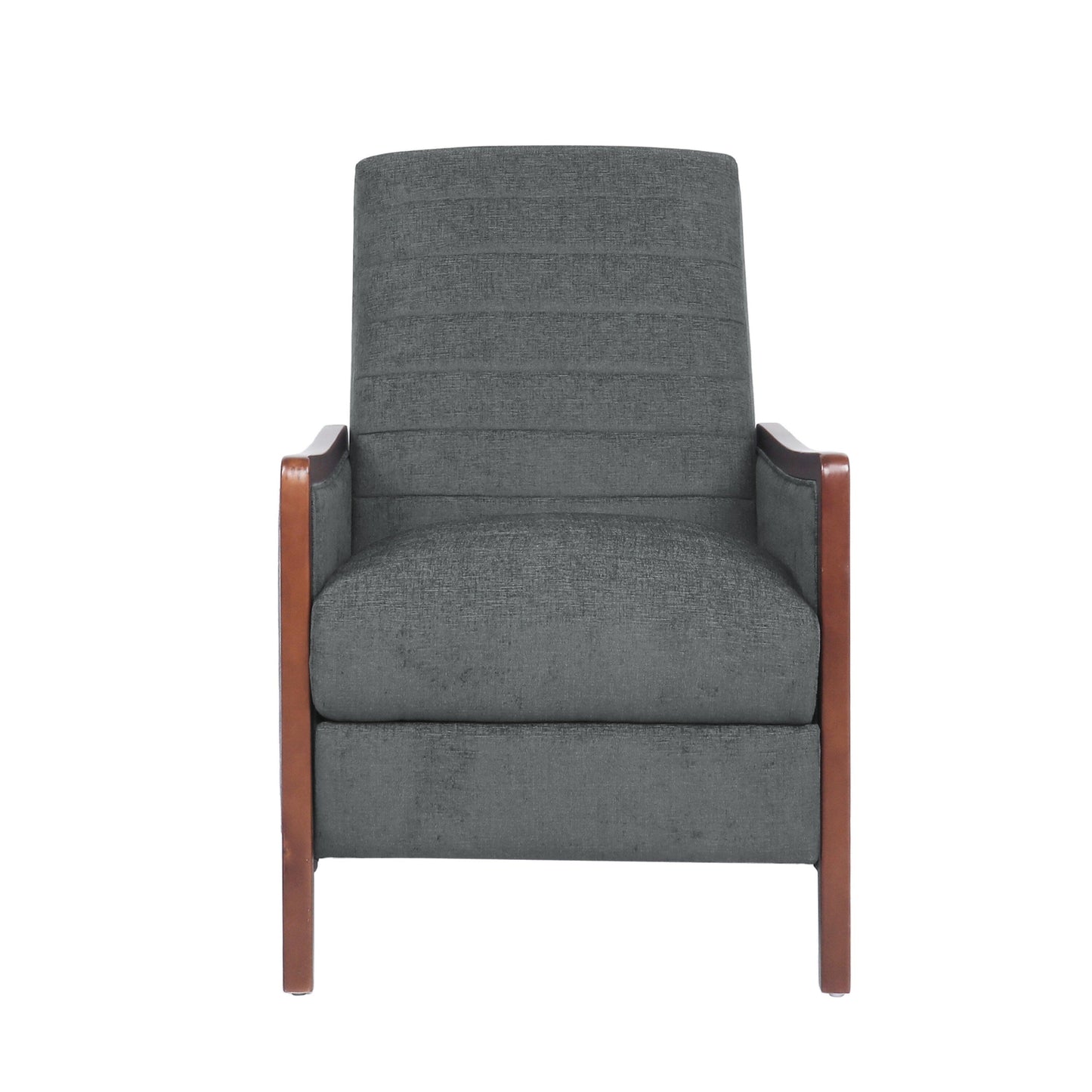 Ryka Push Back Recliner Chair, Birch Wood, Gray Channel Stitching