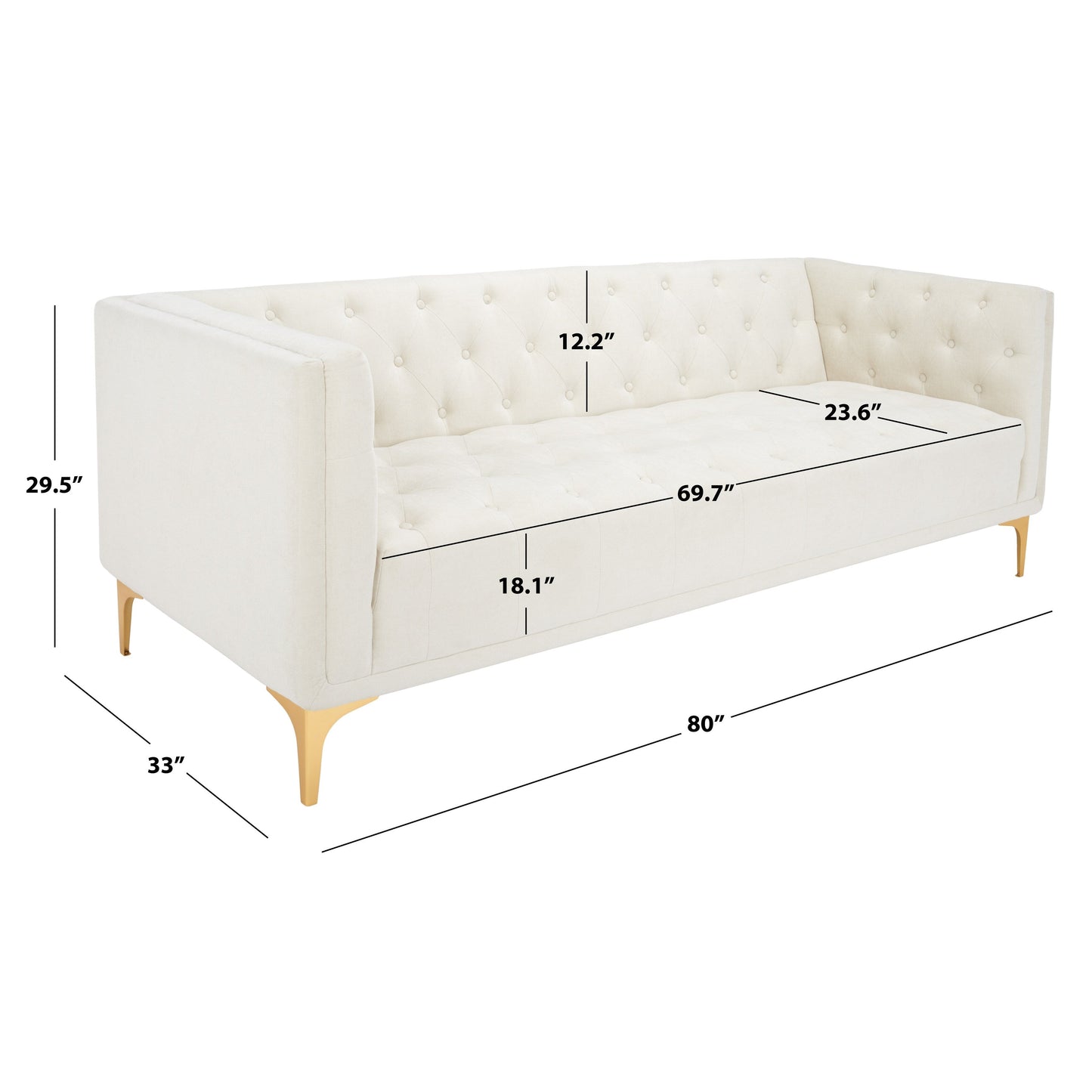SAFAVIEH Couture Florentino Tufted Sofa - 80W x 33D x 30H