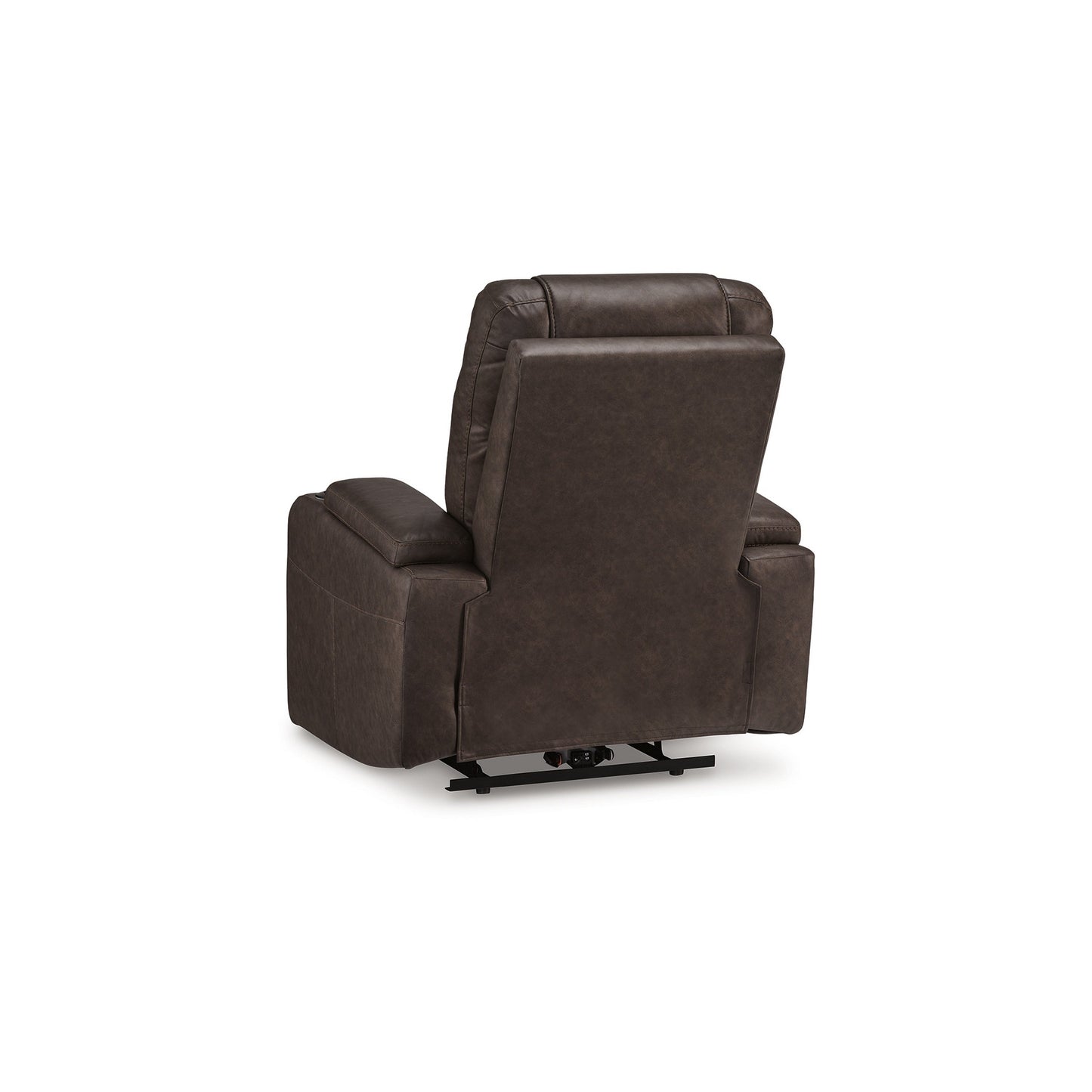 Scon Power Recliner Chair, 37 Inch, LED Light, Brown Faux Leather
