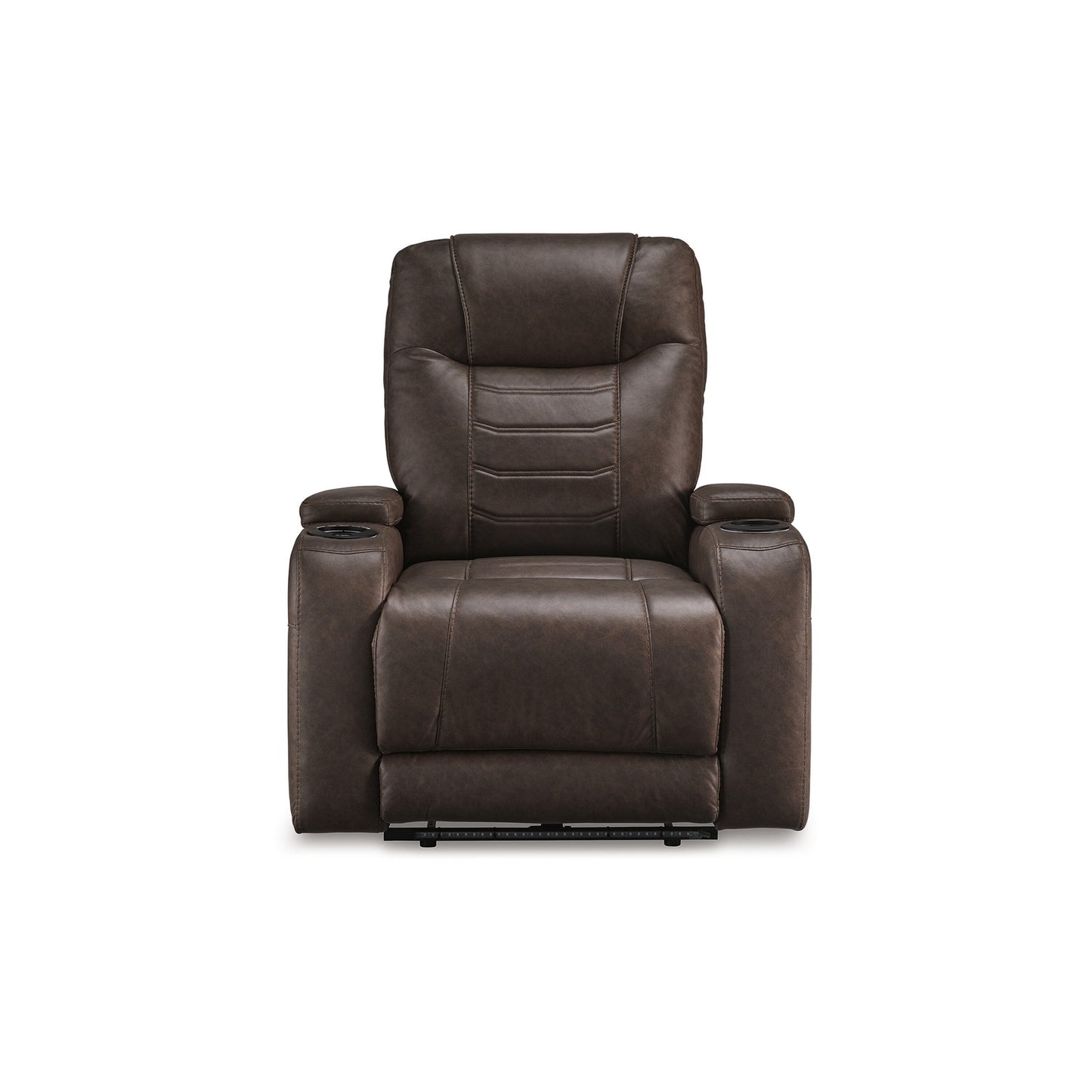 Scon Power Recliner Chair, 37 Inch, LED Light, Brown Faux Leather