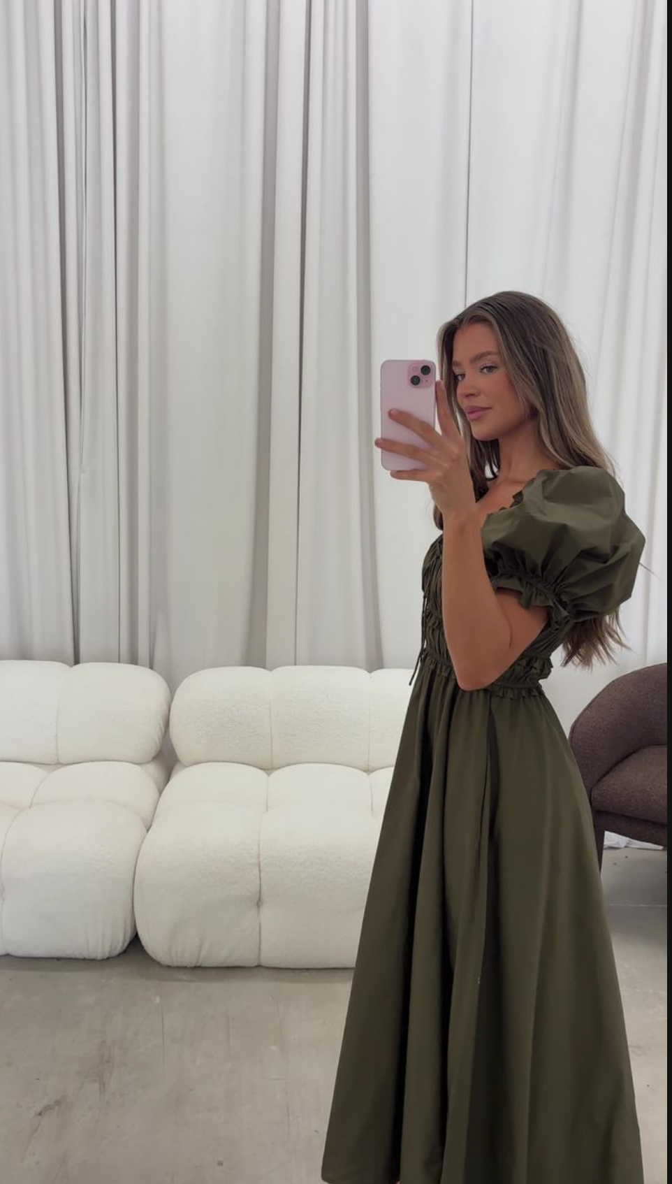 Sydnee Cotton Maxi Dress in Dusty Olive - Bump Friendly