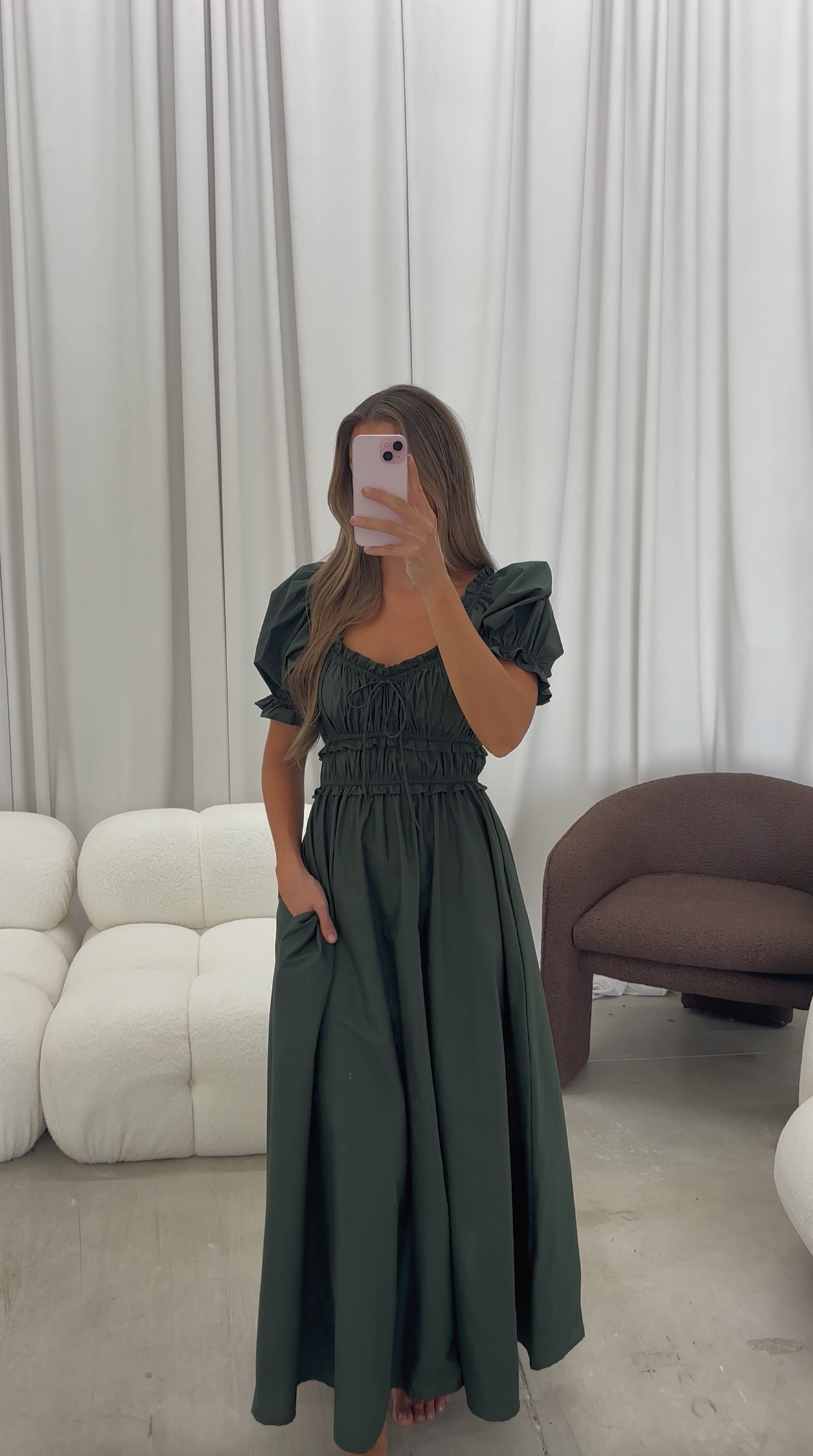 Sydnee Cotton Maxi Dress in Evergreen - Bump Friendly - Restocking in Nov