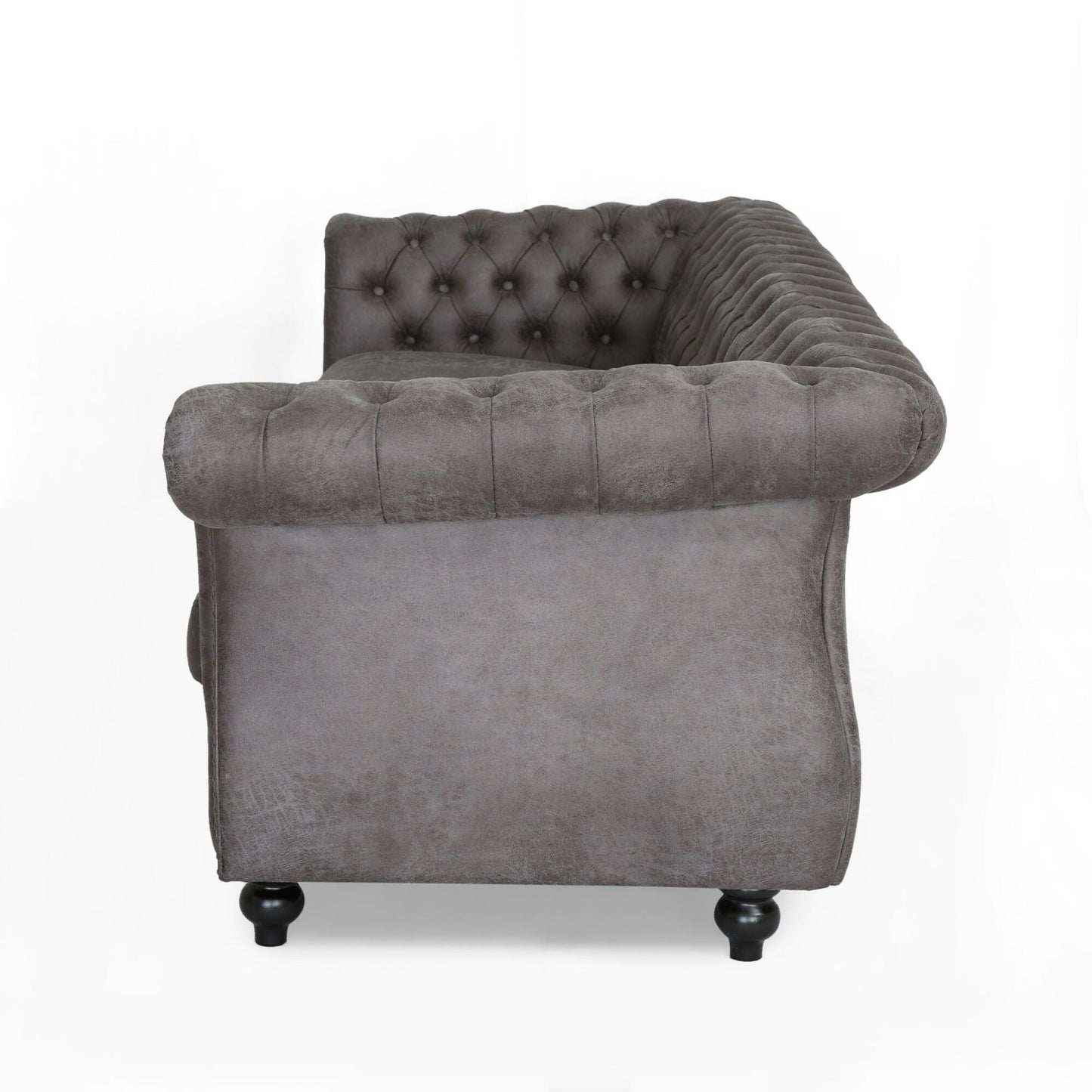 Slate Chesterfield Button Tufted 3-seater Sofa with Nailheads