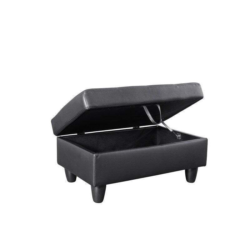 Sleek 3-Piece Black Faux Leather Couch Set, Modern Elegance for Your Living Room
