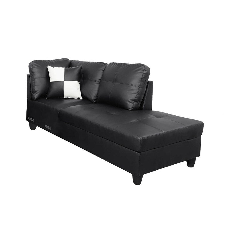Sleek 3-Piece Black Faux Leather Couch Set, Modern Elegance for Your Living Room