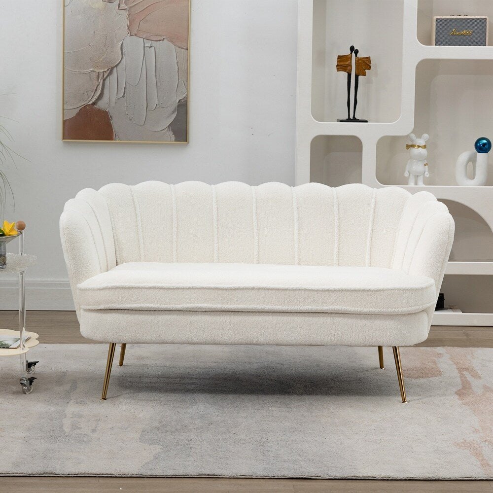 Small Mini Room Couch Two-Seater Sofa with Gold Metal Leg - 2 Seat
