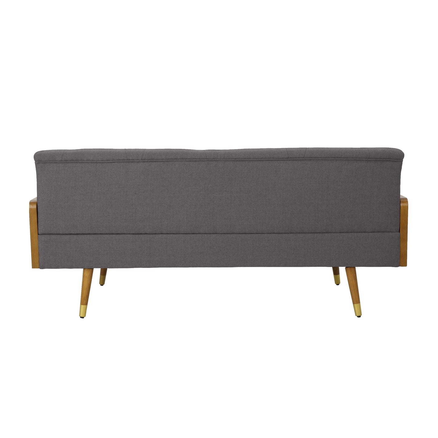 Sofa, 72 Inch, Contemporary Tufted Button Design, Dark Gray, Brown
