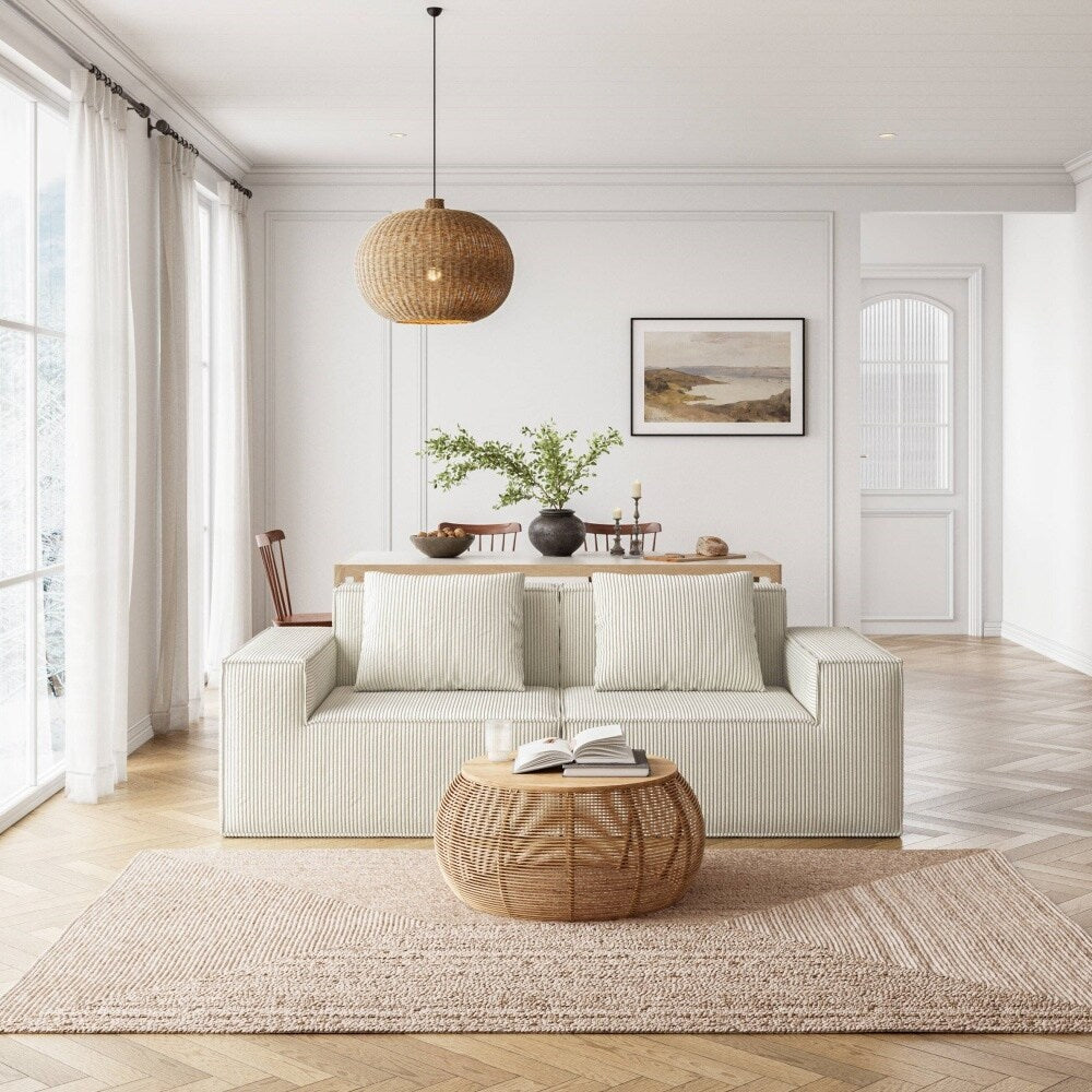 Soft Corduroy Cloud Velvet Fabric Two Person Sofa