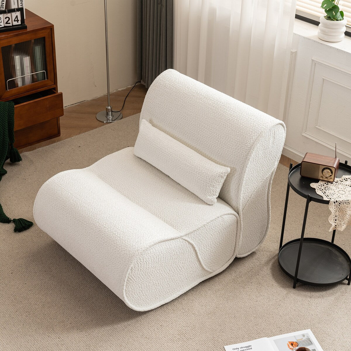 Soft Pellet Velvet Recliner, Comfortable Lounge Chair with Waist Pack Padding, Ideal for Living Room, Bedroom or Office