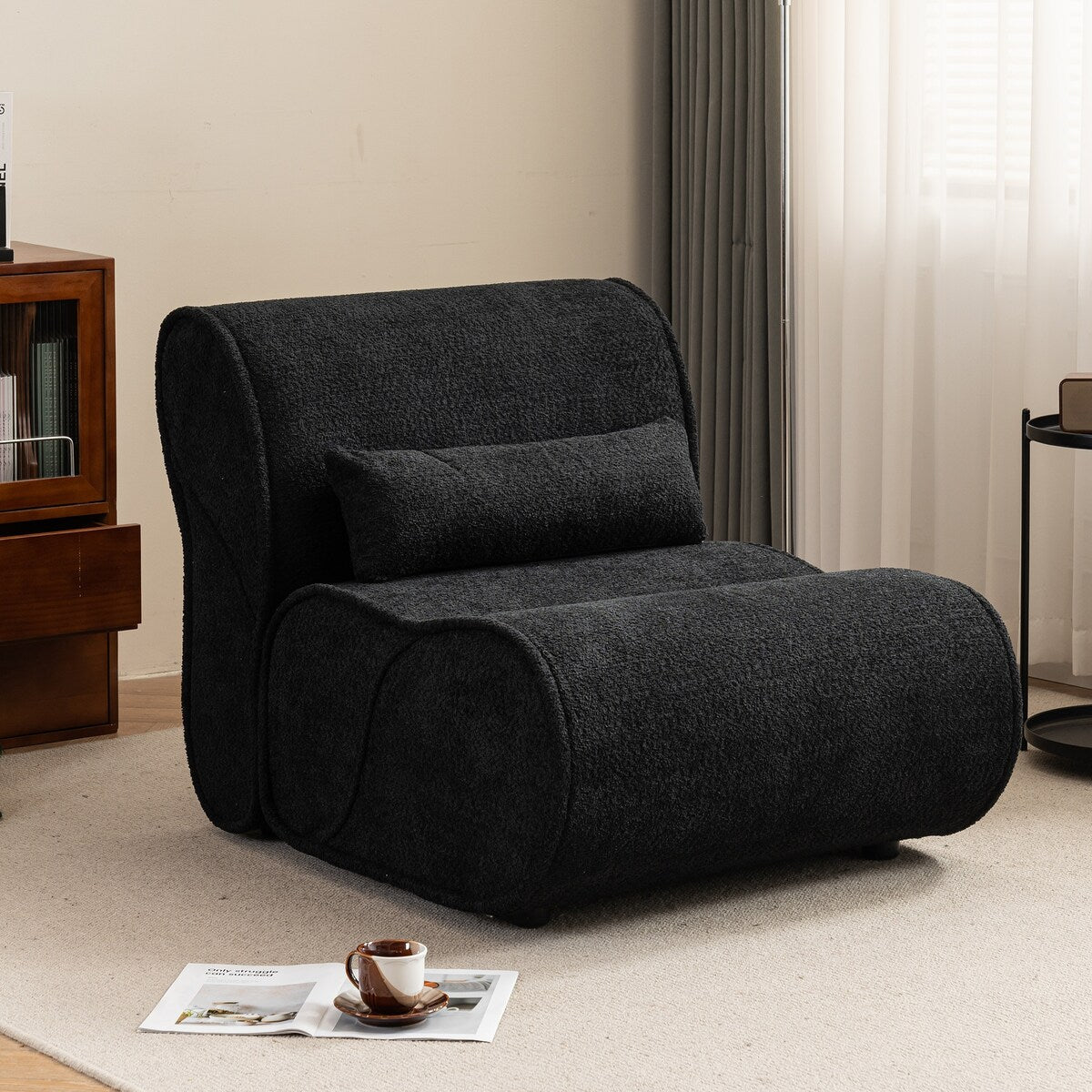 Soft Pellet Velvet Recliner, Comfortable Lounge Chair with Waist Pack Padding, Ideal for Living Room, Bedroom or Office