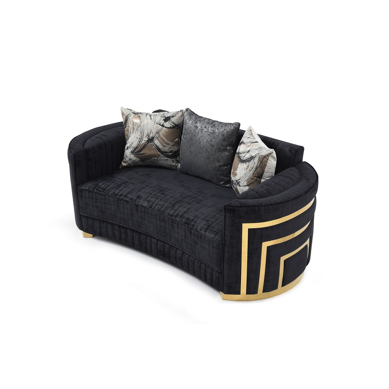 Soledad 75 in. Pillow Top Arm Polyester Straight Sofa in Black