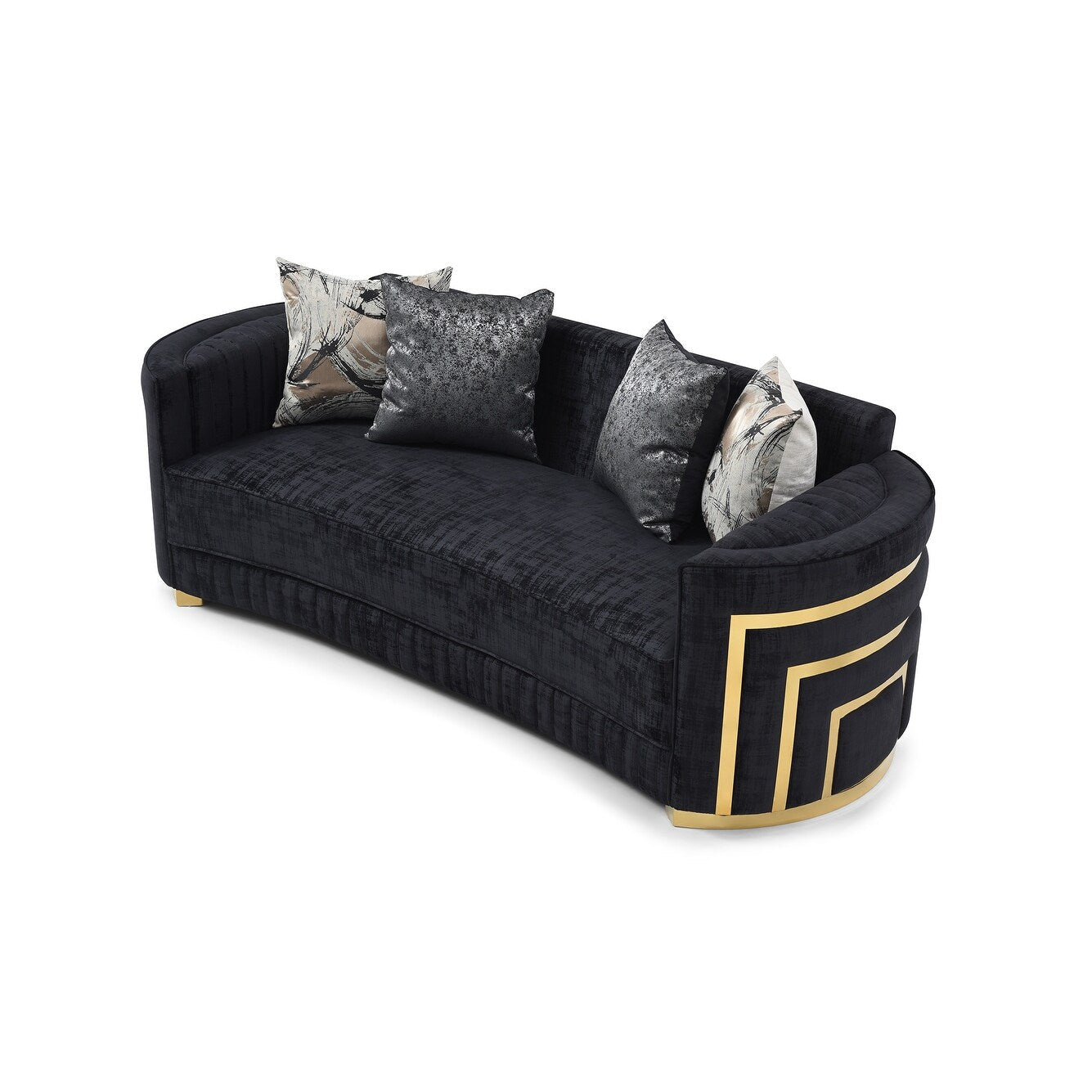 Soledad 91 in. Pillow Top Arm Polyester Straight Sofa in Black