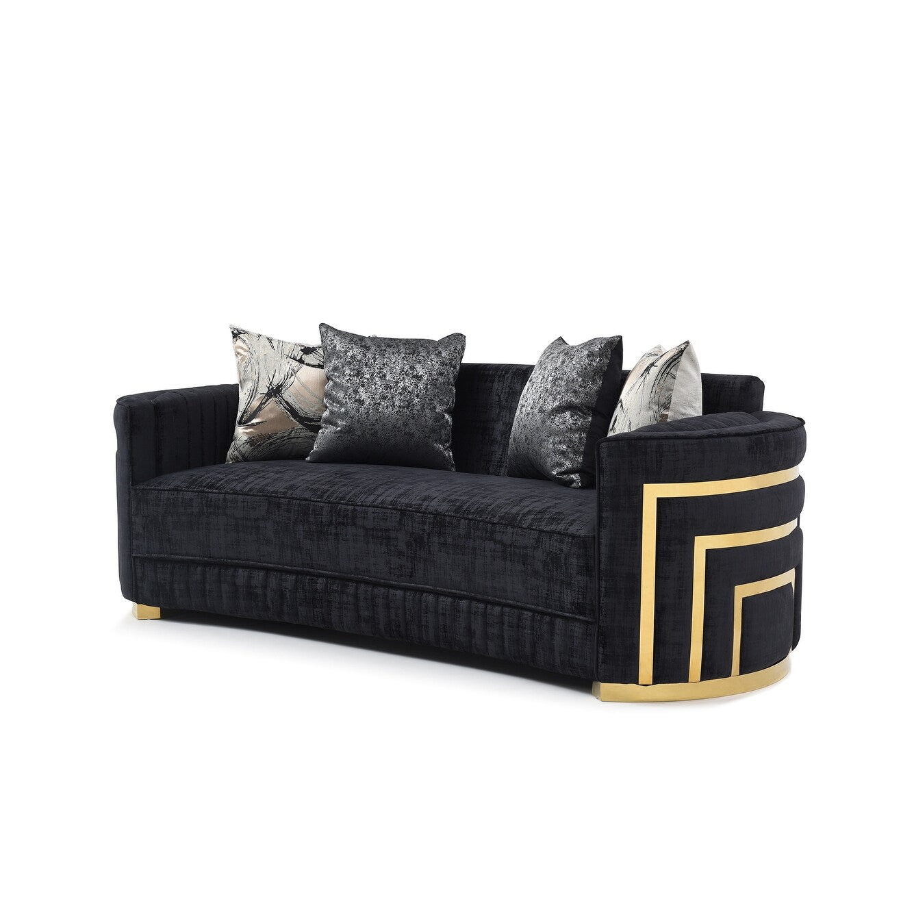 Soledad 91 in. Pillow Top Arm Polyester Straight Sofa in Black