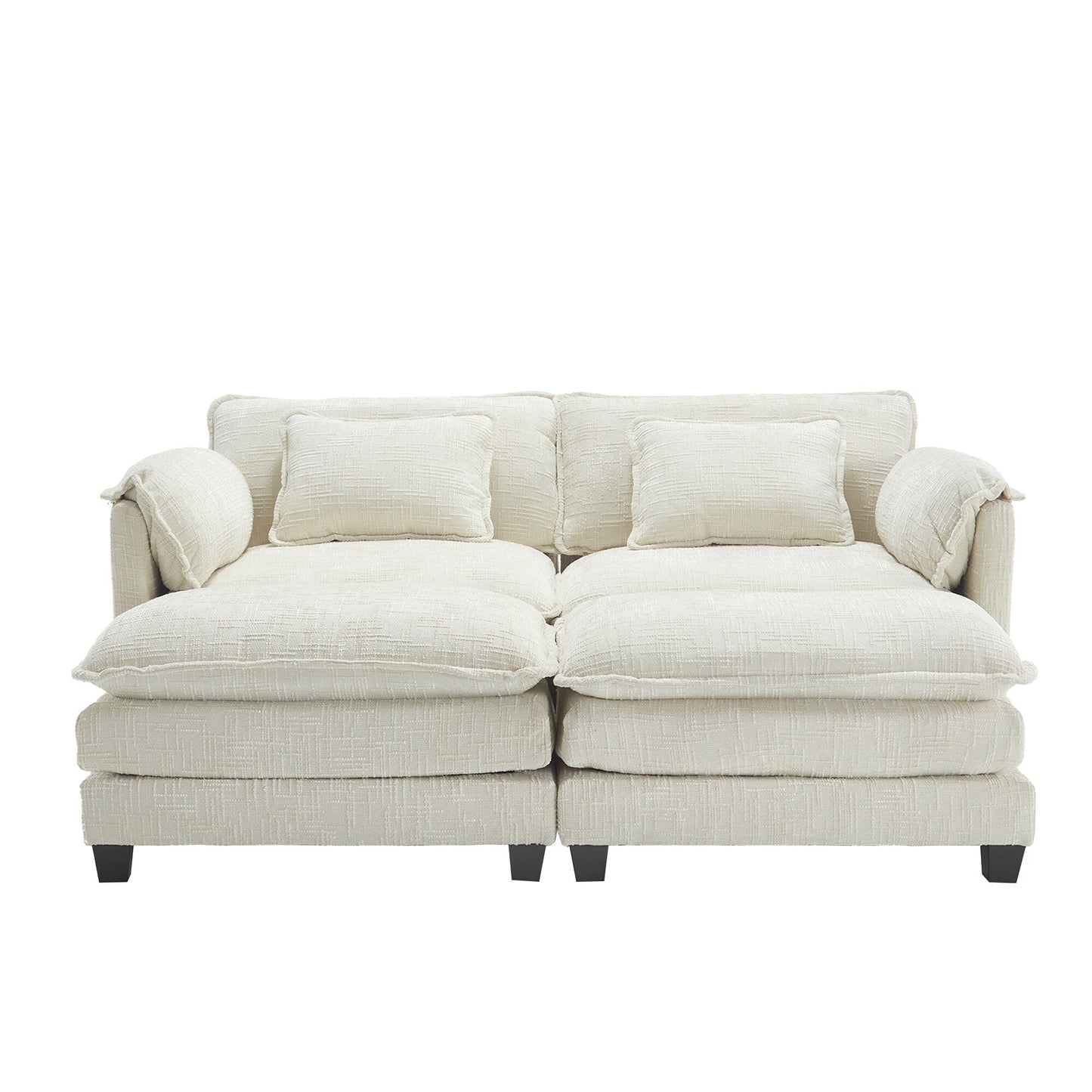 Solid Construction, the Overall Structure of the Sofa is Stable, Two Foot Stools and Two-seat Sofa with Side Pockets
