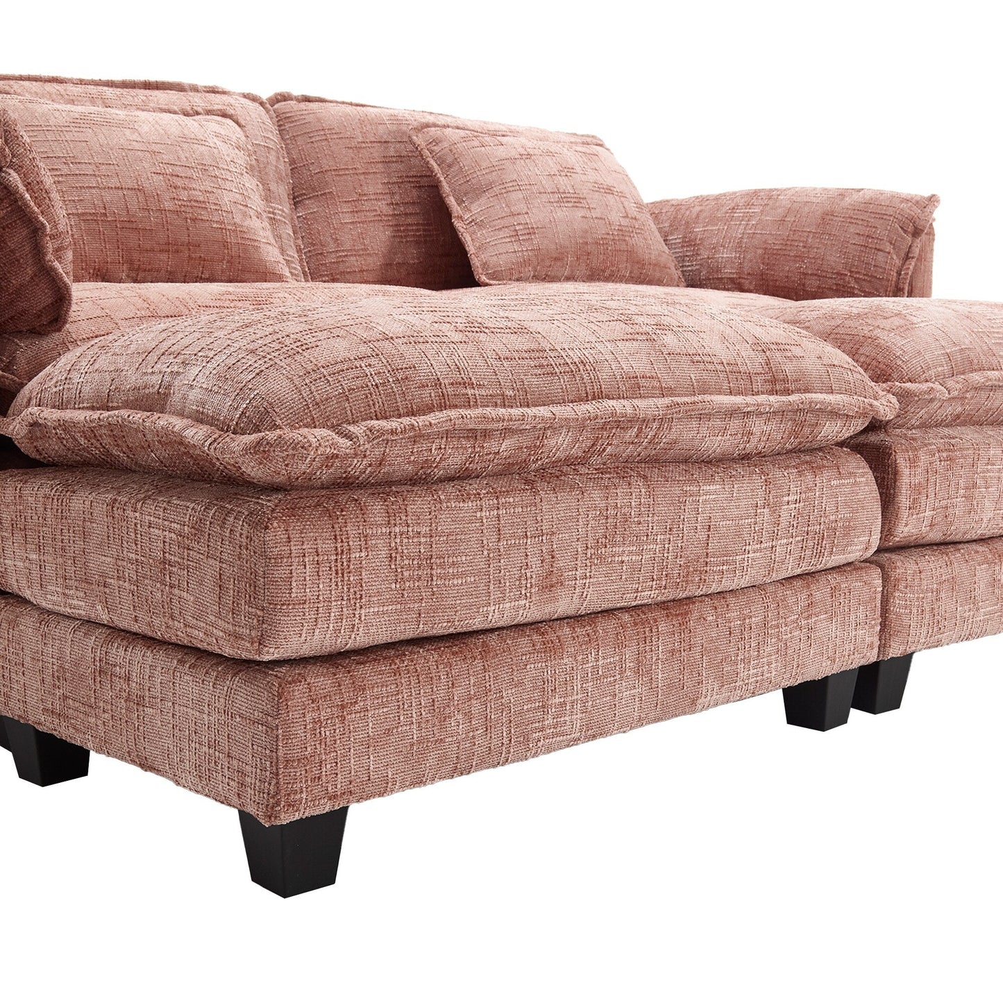 Solid Construction, the Overall Structure of the Sofa is Stable, Two Foot Stools and Two-seat Sofa with Side Pockets