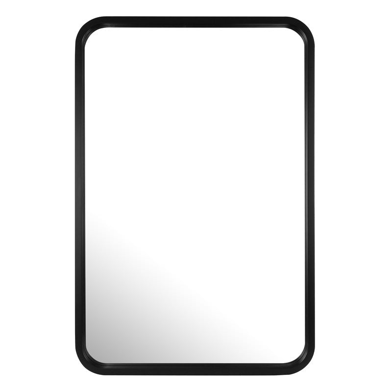 Round Corner Rectangle Farm Wall Mirror with Solid Wood Frame