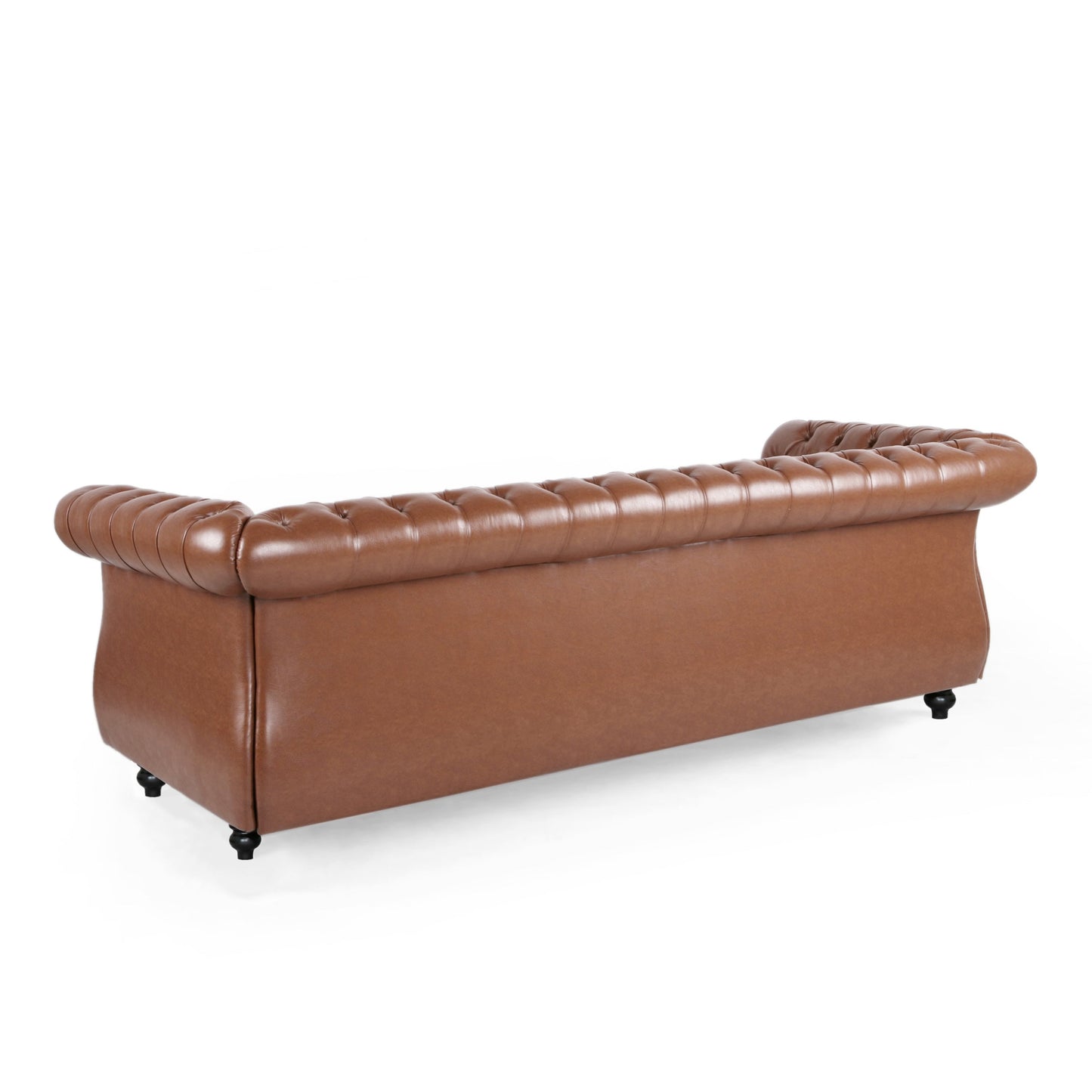 Somerville Chesterfield Tufted Faux Leather Sofa with Scroll Arms by Christopher Knight Home