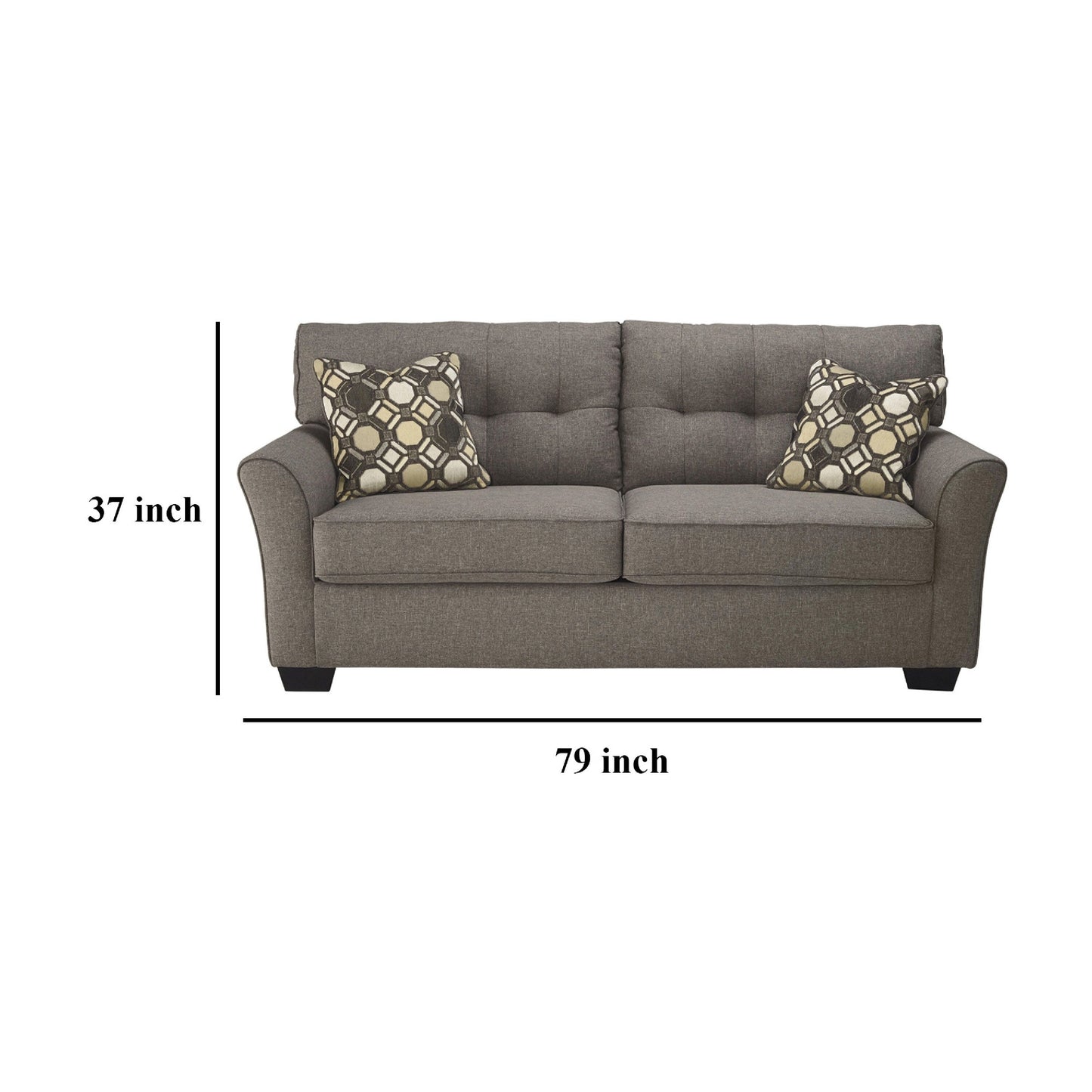 Sona Full Size Sofa Sleeper, Slate Gray Polyester, 2 Pillows, 79 Inch