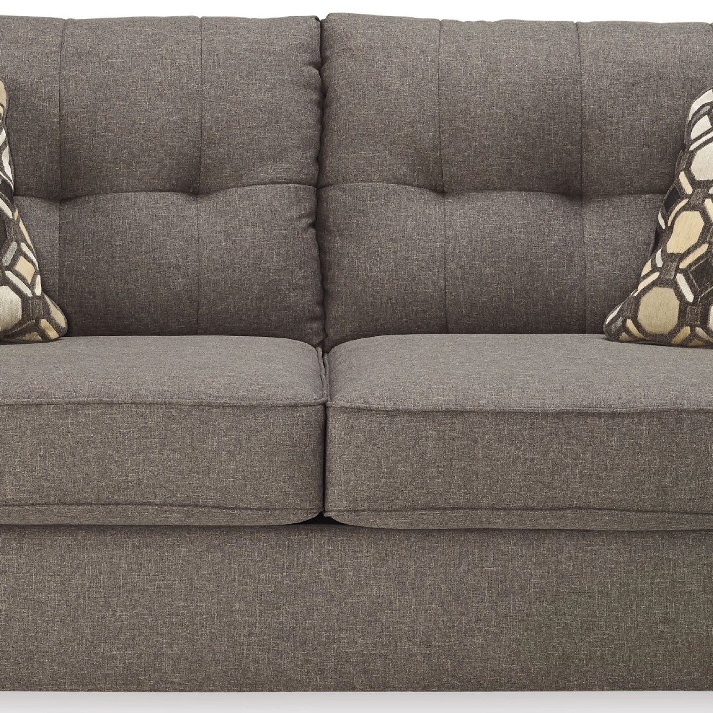 Sona Sofa, Slate Gray Polyester, 2 Accent Throw Pillows, 79 Inch