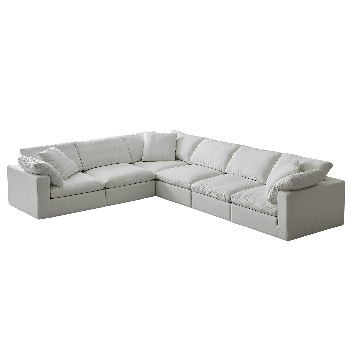 Square Arm Linen Fabric Rectangle Sectional Sofa Combination Sofa in Pearl White