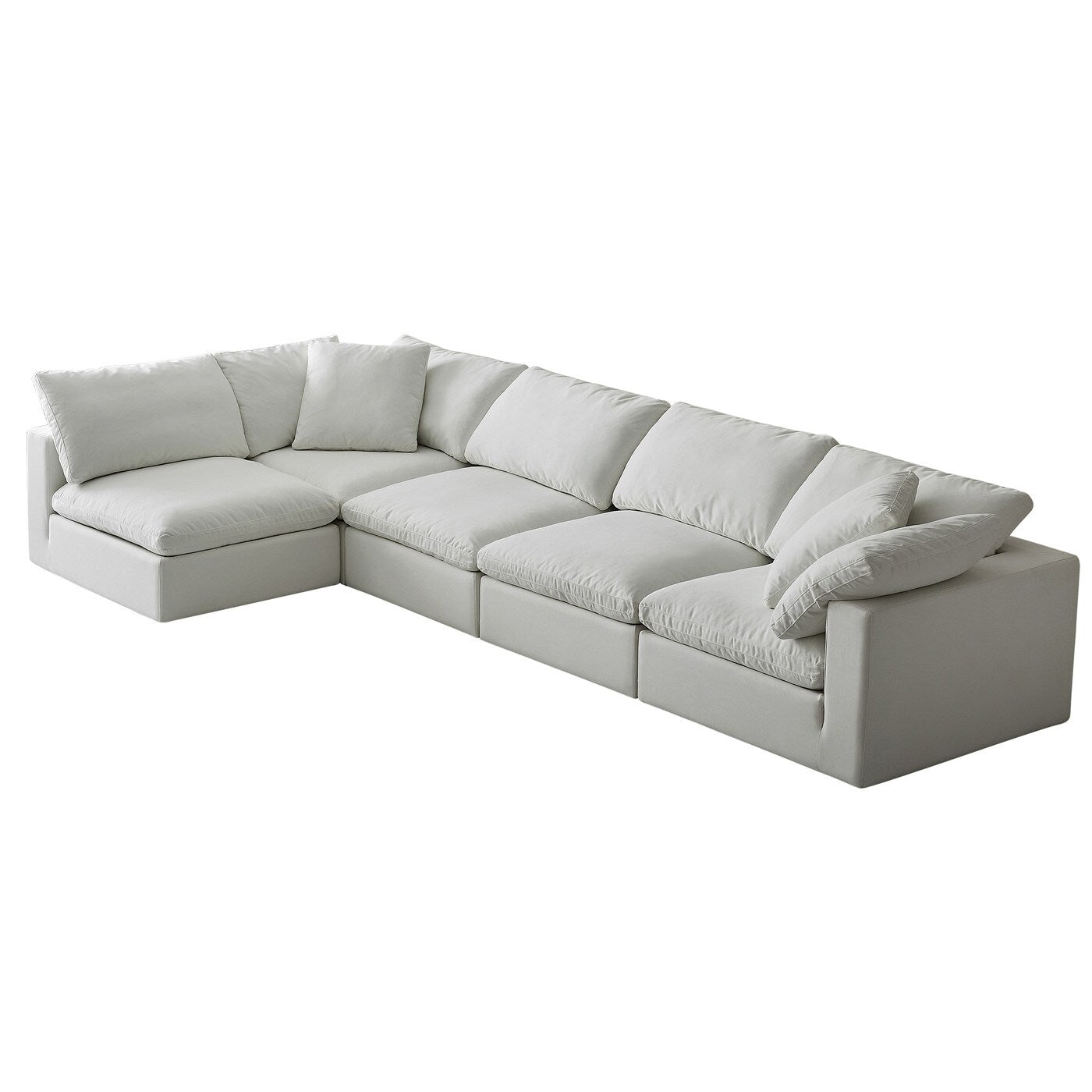 Square Arm Linen Fabric Rectangle Sectional Sofa Combination Sofa in Pearl White