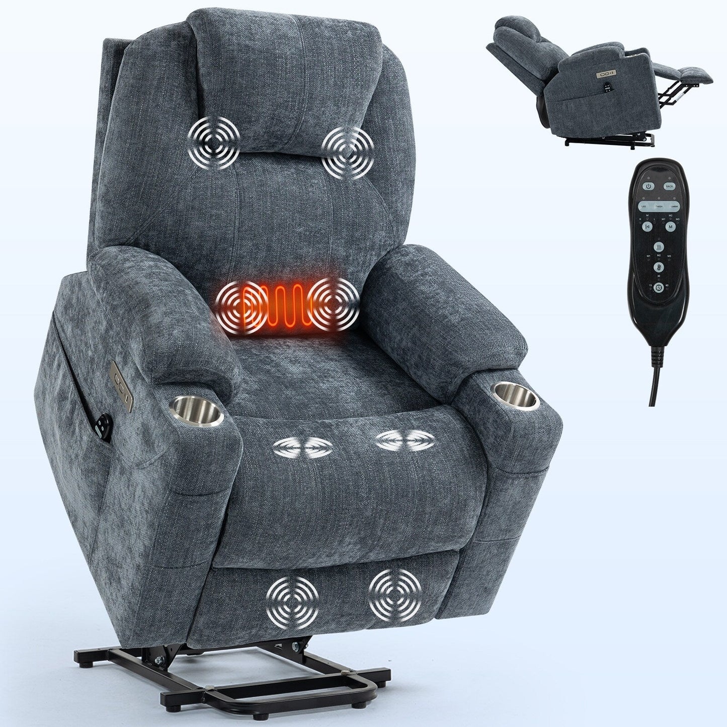 Standard Power Lift Recliner Chair with Full?Body Massage & USB