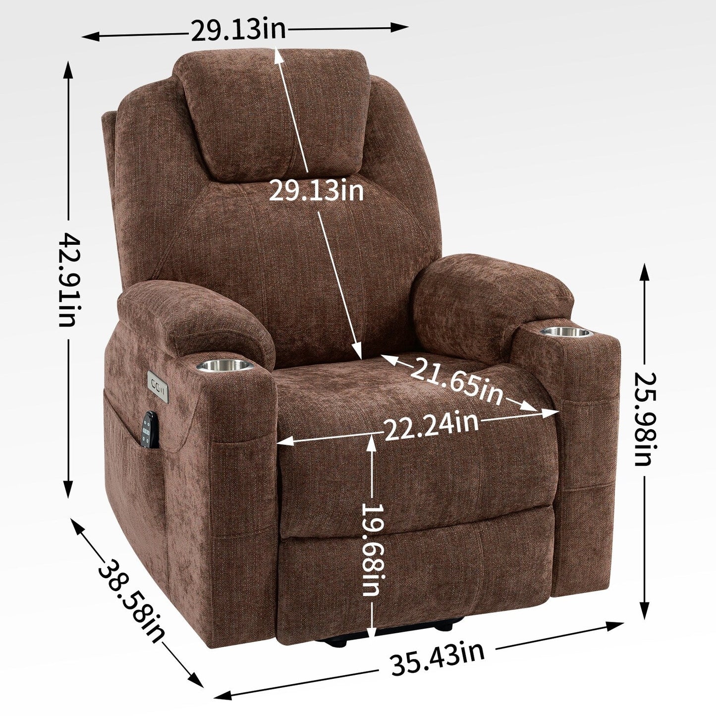 Standard Power Lift Recliner Chair with Full?Body Massage & USB