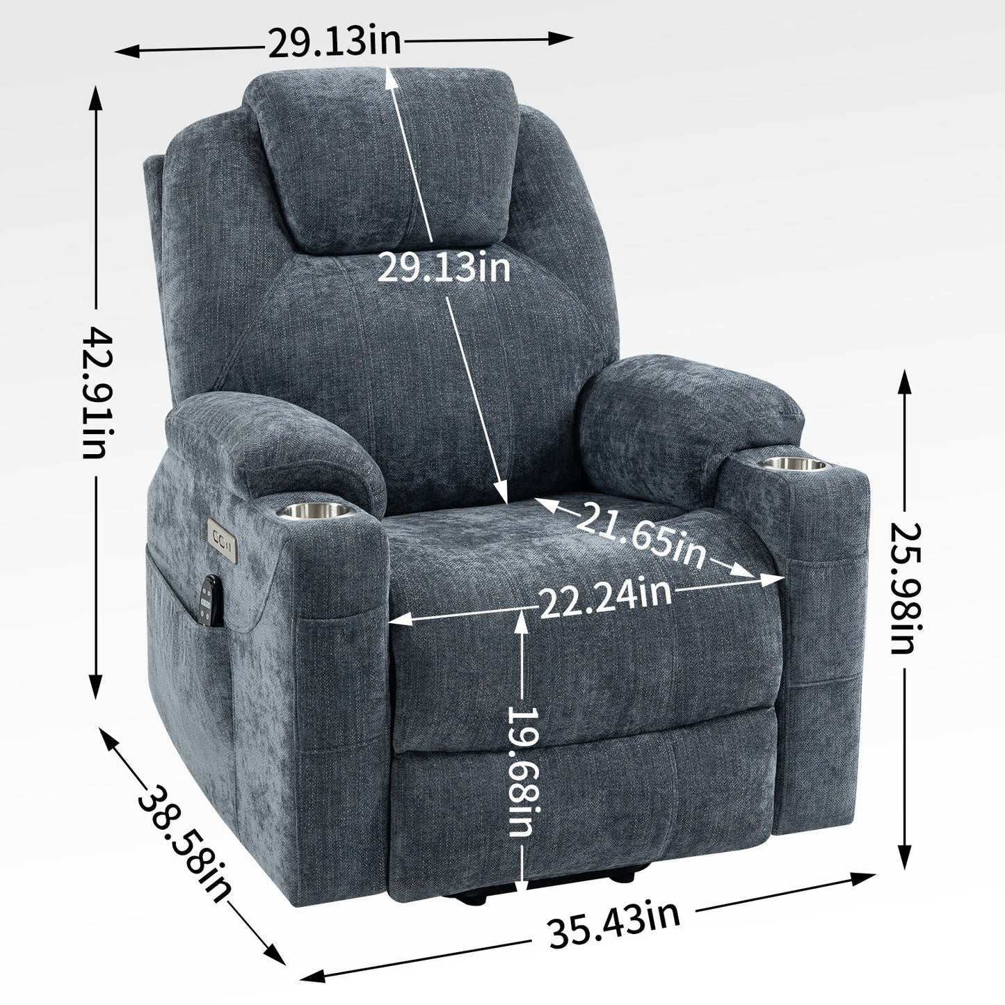 Standard Power Lift Recliner Chair with Full?Body Massage & USB