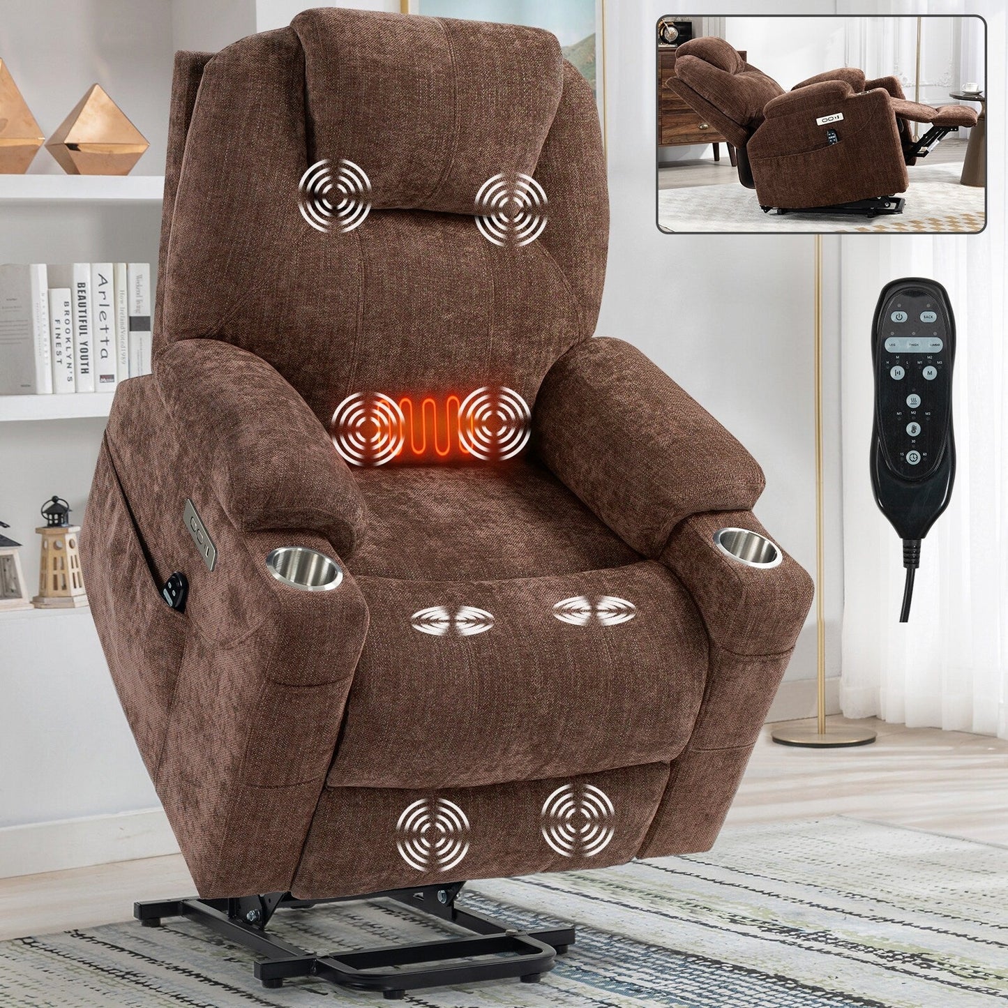Standard Power Lift Recliner Chair with Full?Body Massage & USB