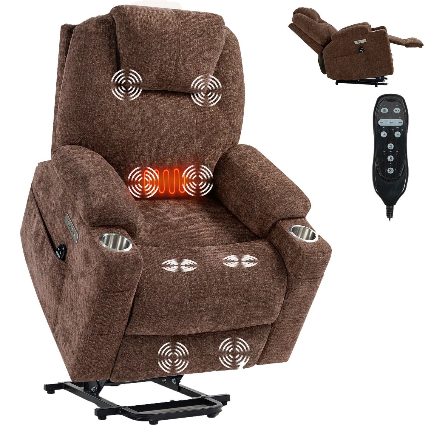 Standard Power Lift Recliner Chair with Full?Body Massage & USB