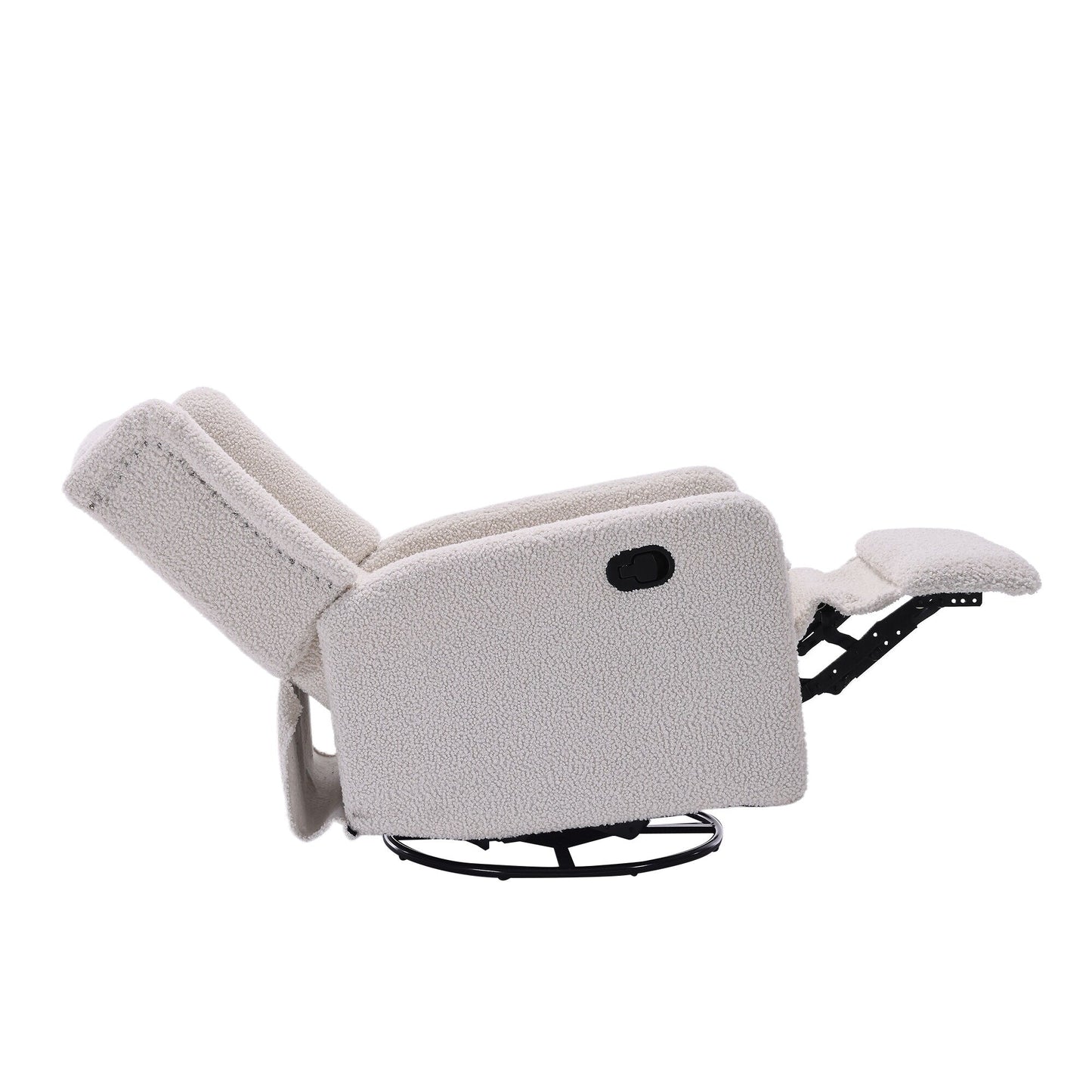 Standard-Size Fabric Armless Swivel Rocking Recliner Chair with 360° Rotation, Recline Function and Glider Base