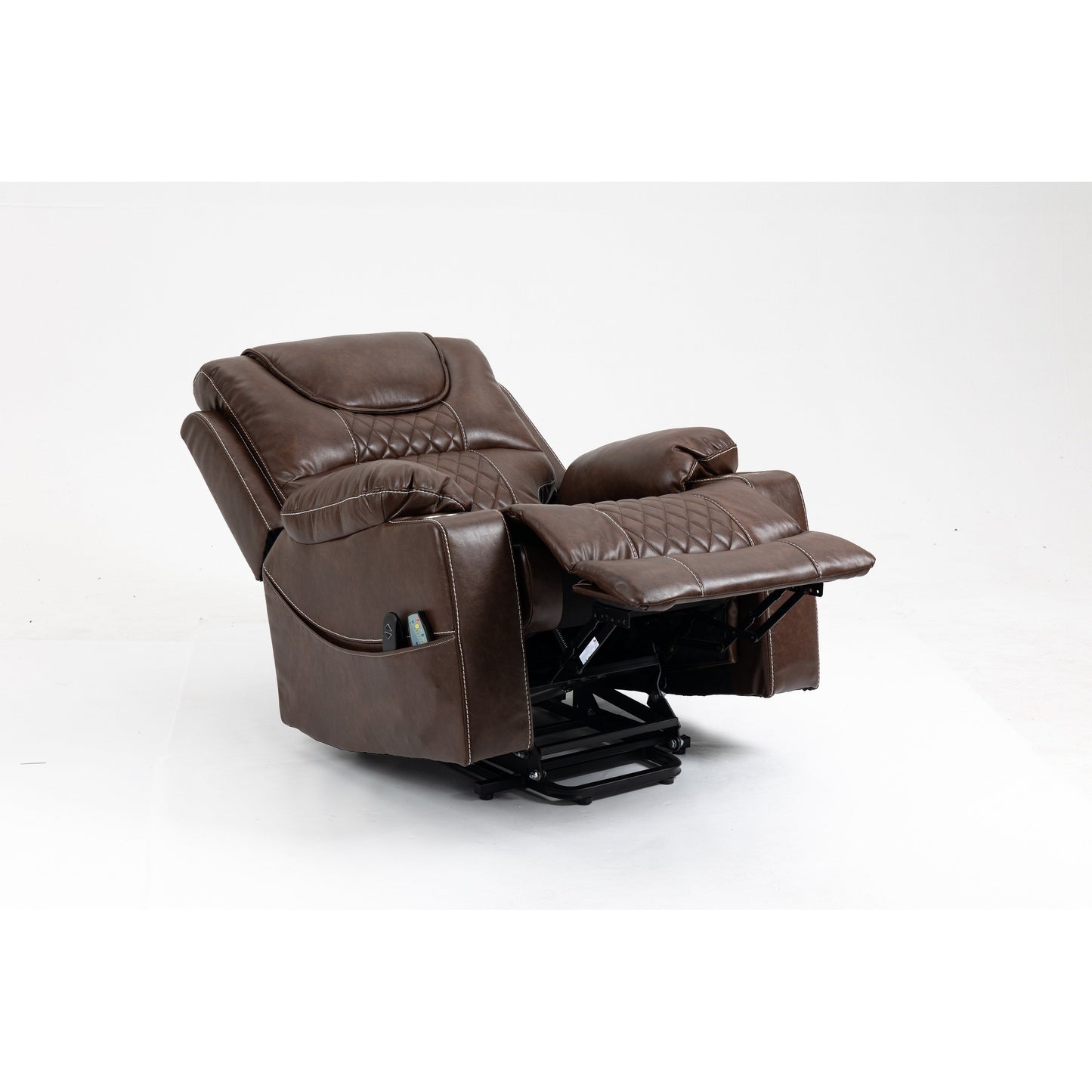 Standard Size Leather Dual Motor Power Recliner Chair with Heat, Massage, and Dual Cup Holders