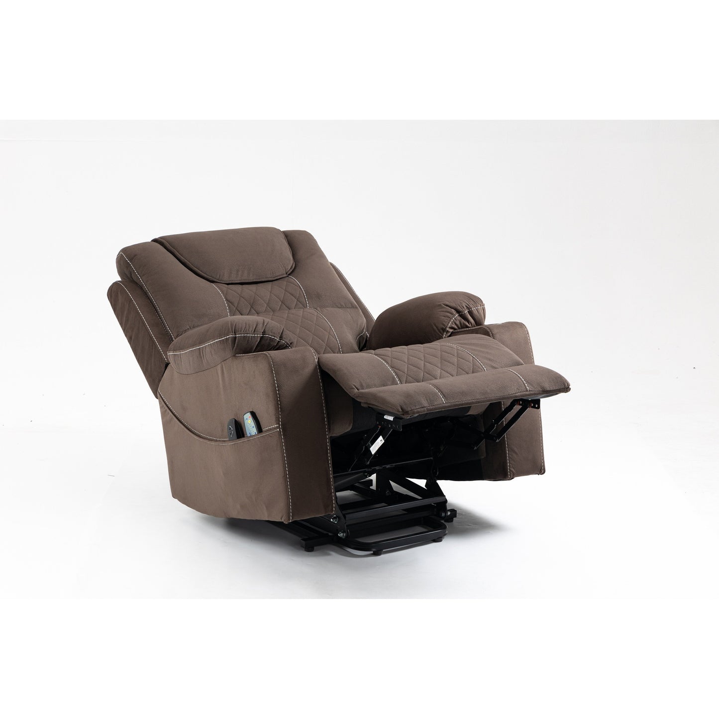 Standard Size Velvet Dual Motor Power Recliner Chair with Heat, Massage, and Dual Cup Holders