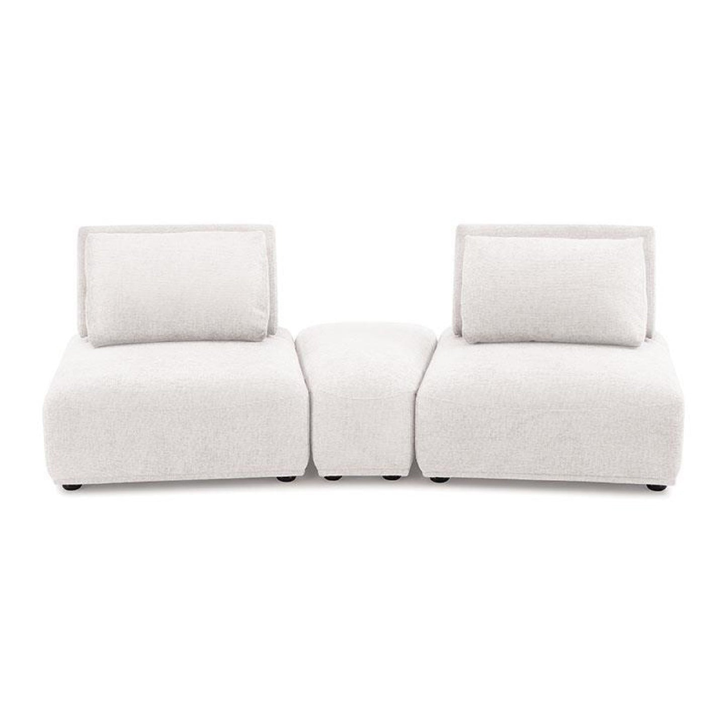 Stavan Modular Curved 2 Seat Sofa, White Boucle, Adjustable Seat Depth