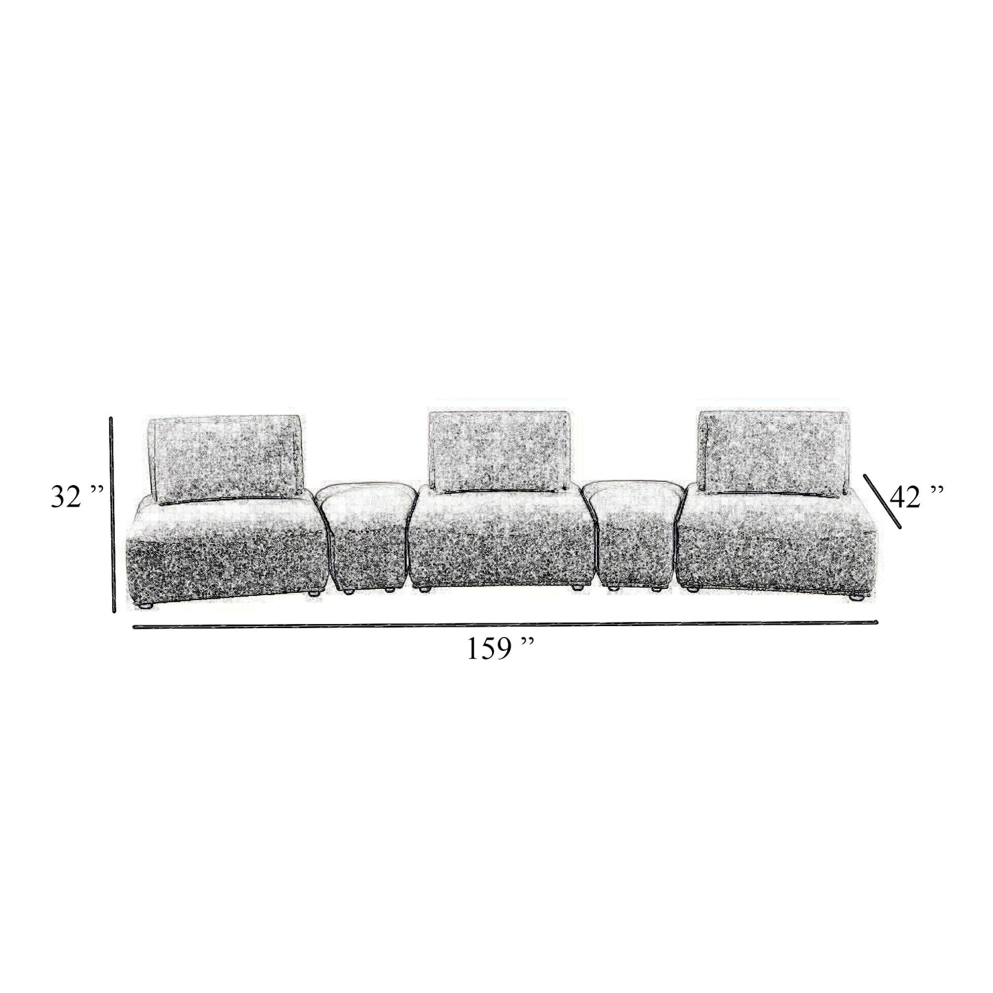 Stavan Modular Curved 3 Seater Sofa, White Boucle, Adjustable Backs