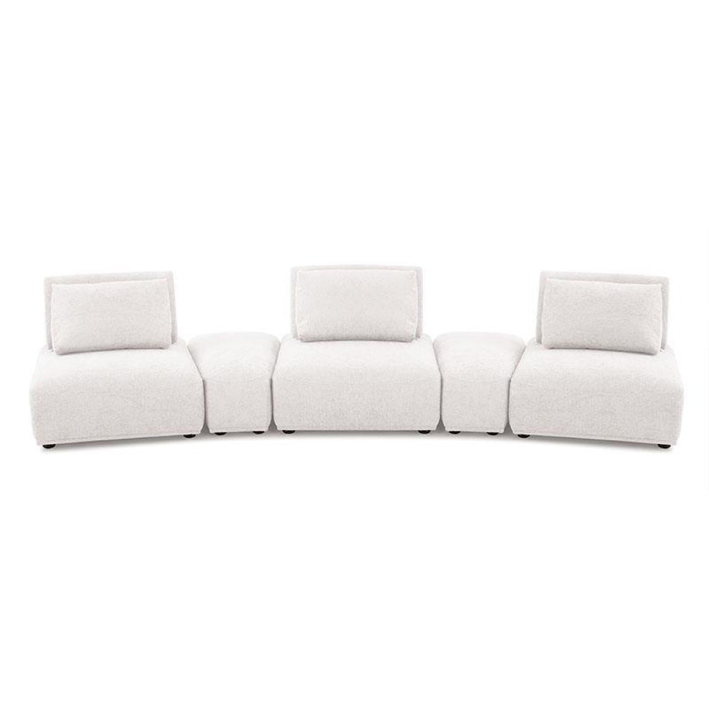Stavan Modular Curved 3 Seater Sofa, White Boucle, Adjustable Backs