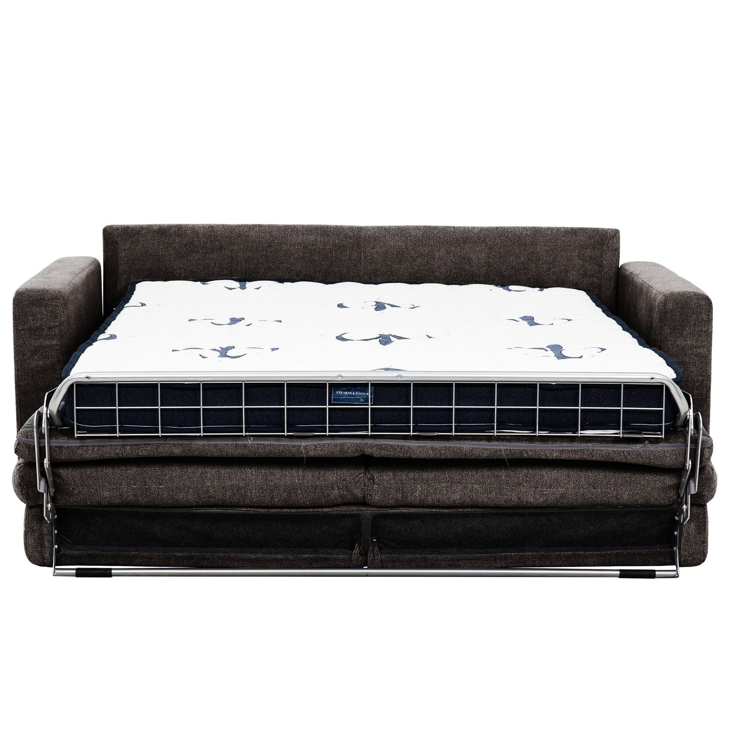Stearns & Foster® Atillio 80 in.Queen Sofa Bed with Pocket Coil Mattress, Dark Brown