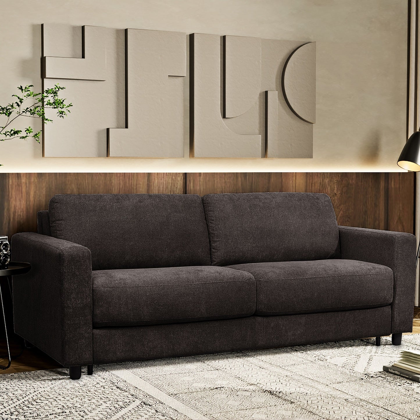 Stearns & Foster® Atillio 80 in.Queen Sofa Bed with Pocket Coil Mattress, Dark Brown