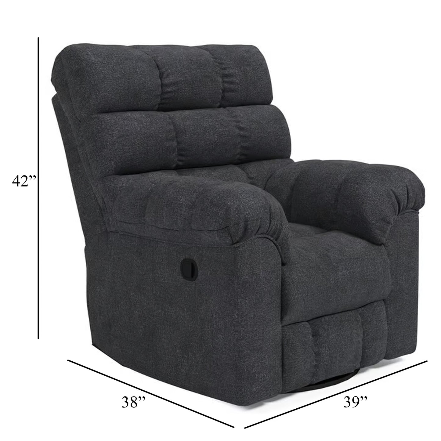 Sub Swivel Manual Recliner Chair, Marine Blue Biscuit Tufted Polyester