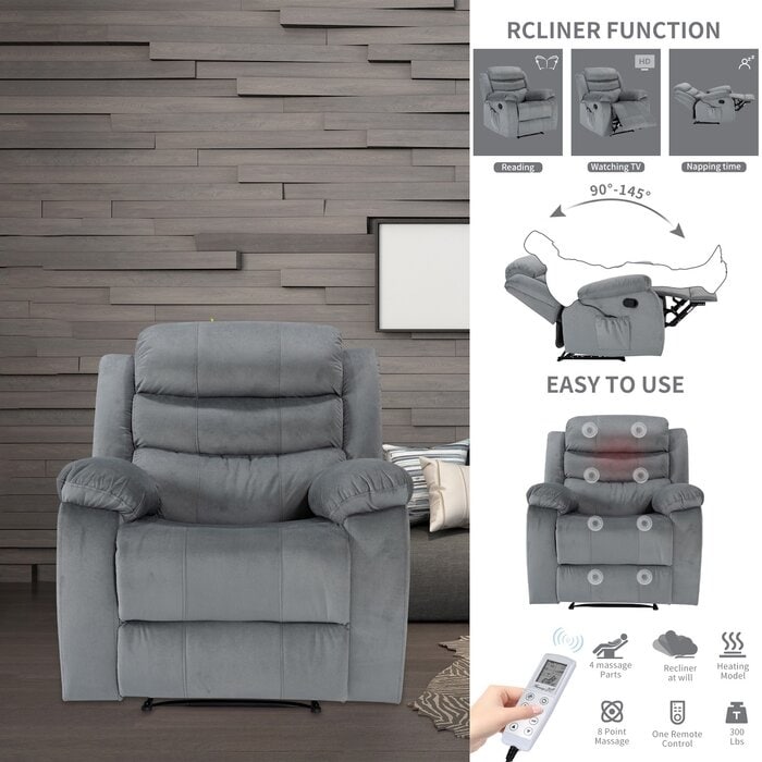 Super Soft Manual Heated and Massage Recliner Chair