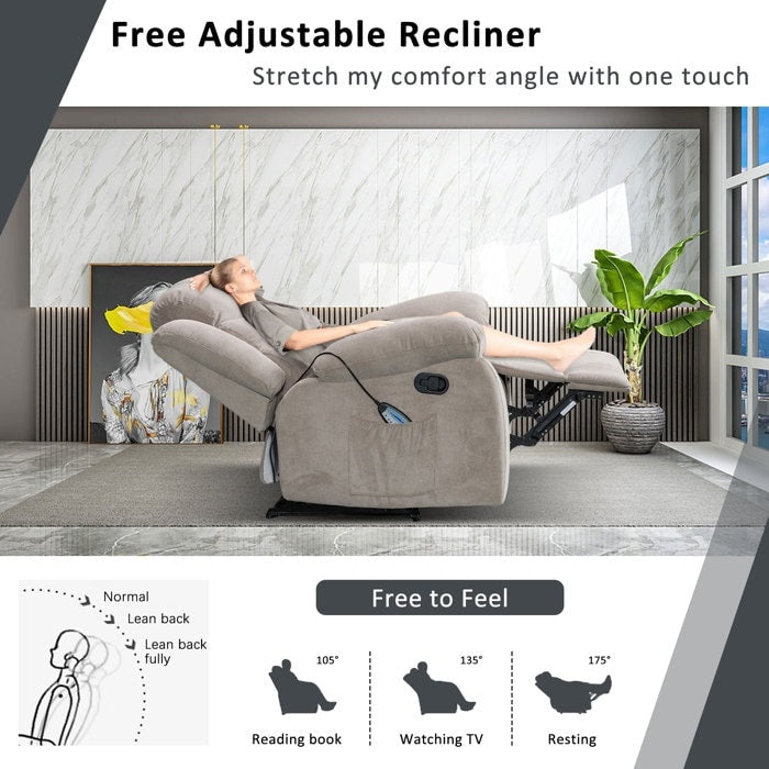 Super Soft Manual Heated and Massage Recliner Chair
