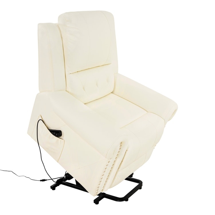 Air Leather Premium Studded Power Lift Recliner Chair with Footrest Reclining Chair with Remote Control