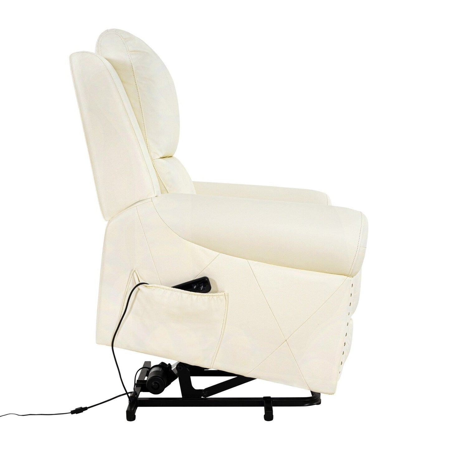 Air Leather Premium Studded Power Lift Recliner Chair with Footrest Reclining Chair with Remote Control