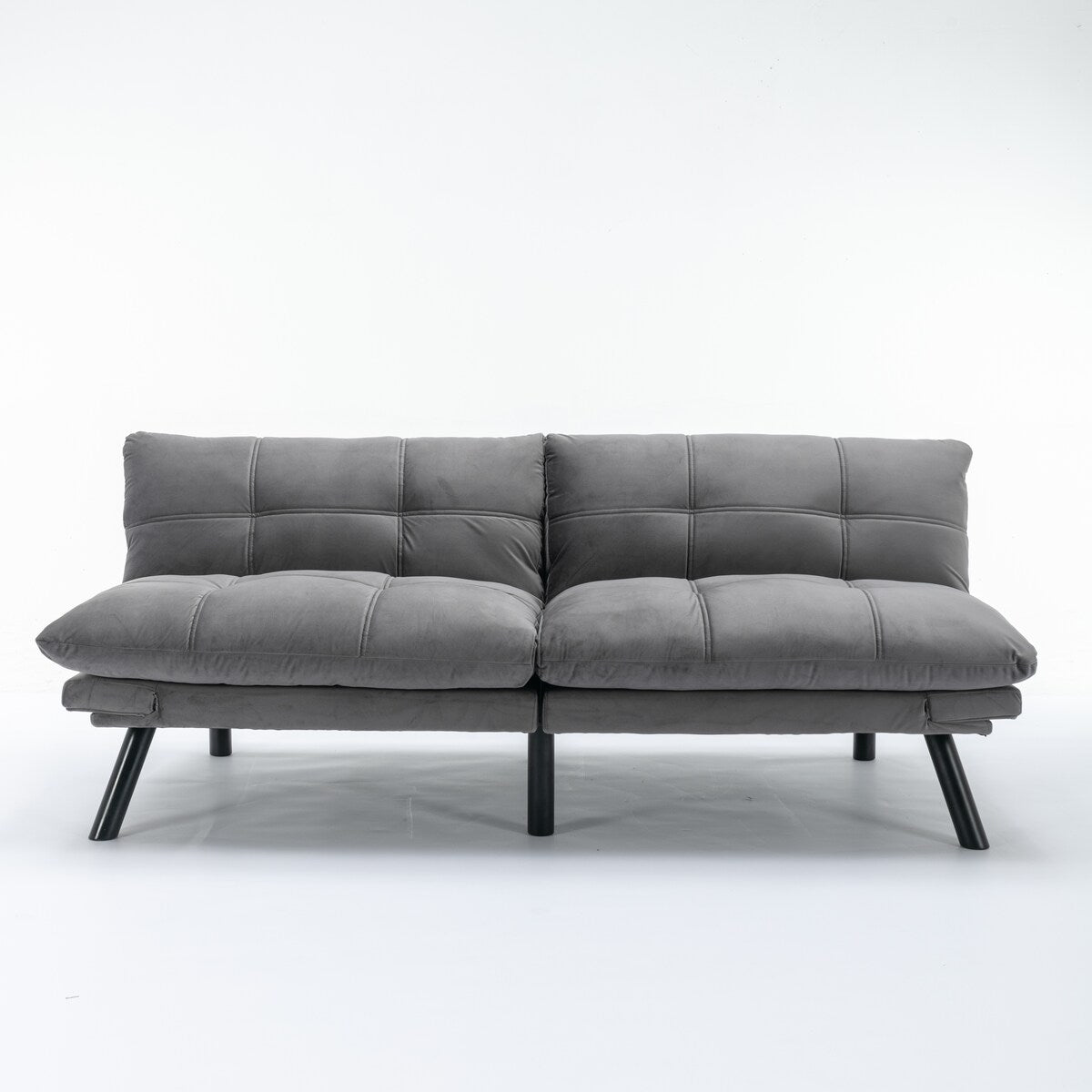 Trendy And Modern Style Grey Velvet Upholstered Sleeper Sofa Bed,2-Seater Adjustable Backrest Armless Sofa