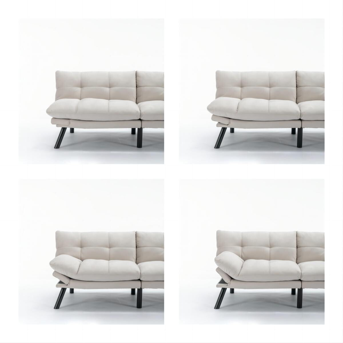 Trendy And Modern Style Grey Velvet Upholstered Sleeper Sofa Bed,2-Seater Adjustable Backrest Armless Sofa