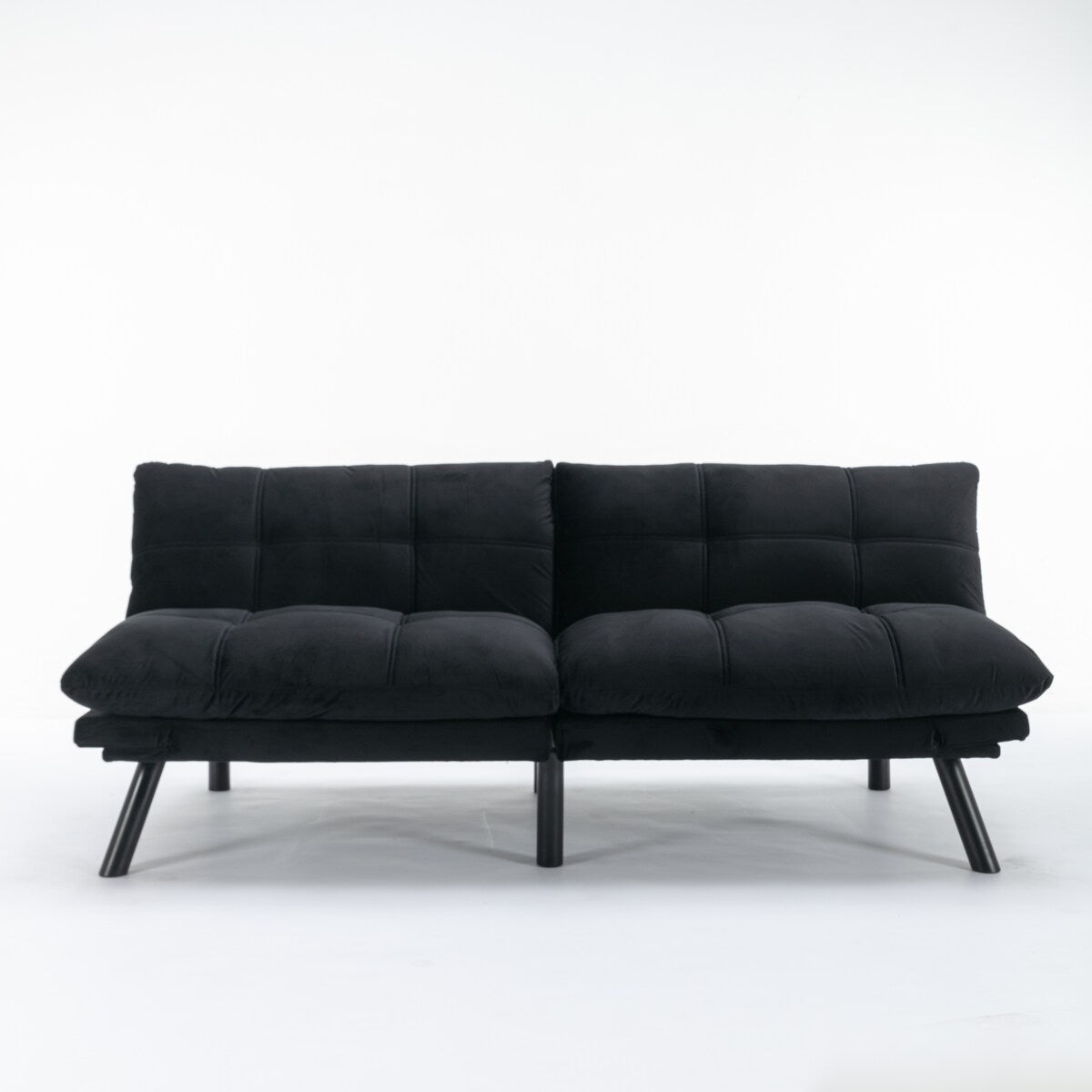 Trendy And Modern Style Grey Velvet Upholstered Sleeper Sofa Bed,2-Seater Adjustable Backrest Armless Sofa
